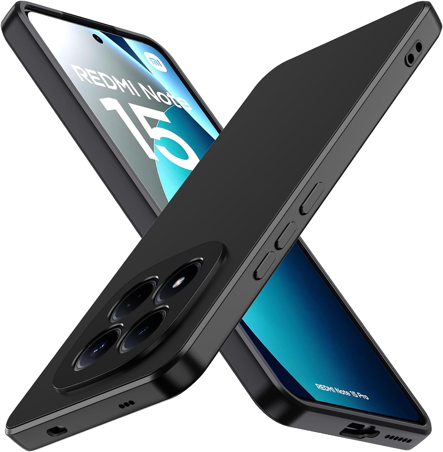 ivoler Negro Mate Funda para Xiaomi Redmi Note 15 Pro 4G (No para Redmi Note 15 Pro 5G) con Protección de Cámara, Carcasa Protectora Antigolpes, Fina Suave TPU Silicona Caso Delgada Anti-Choques Case