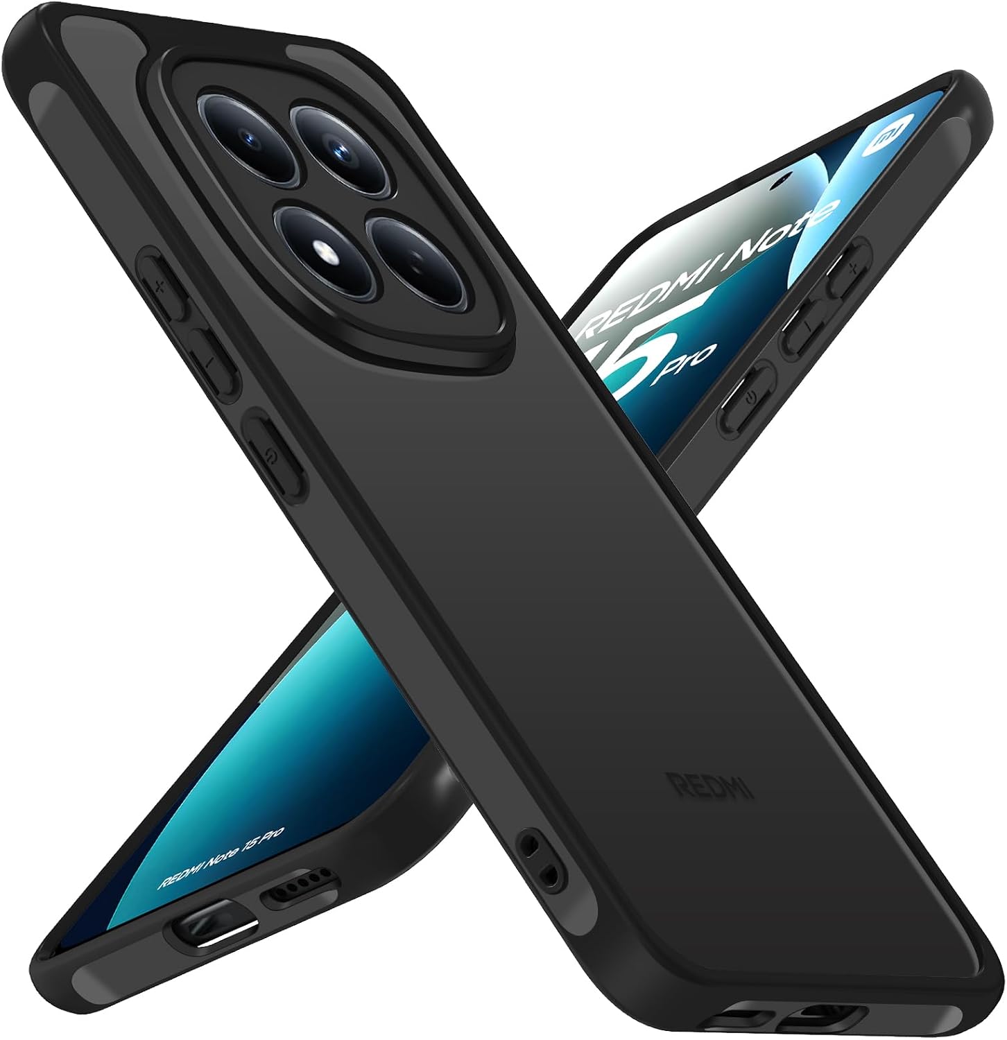 iVoler Funda Mate Negro para Xiaomi Redmi Note 15 Pro 4G (No para Redmi Note 15 Pro 5G), Carcasa Protectora Antigolpes Trasera Translúcida Antihuellas Antiarañazos Duro PC Respaldo Delgado Bumper Case
