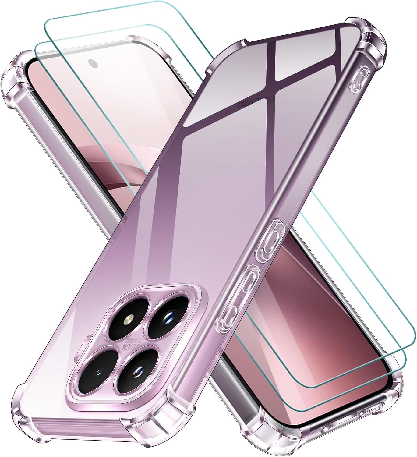 ivoler Funda para Xiaomi 17T 5G con 2 Piezas Cristal Templado, Carcasa Protectora Antigolpes Antiarañazos Transparente con Cojín Esquina Parachoques, Suave TPU Silicona Bumper Case