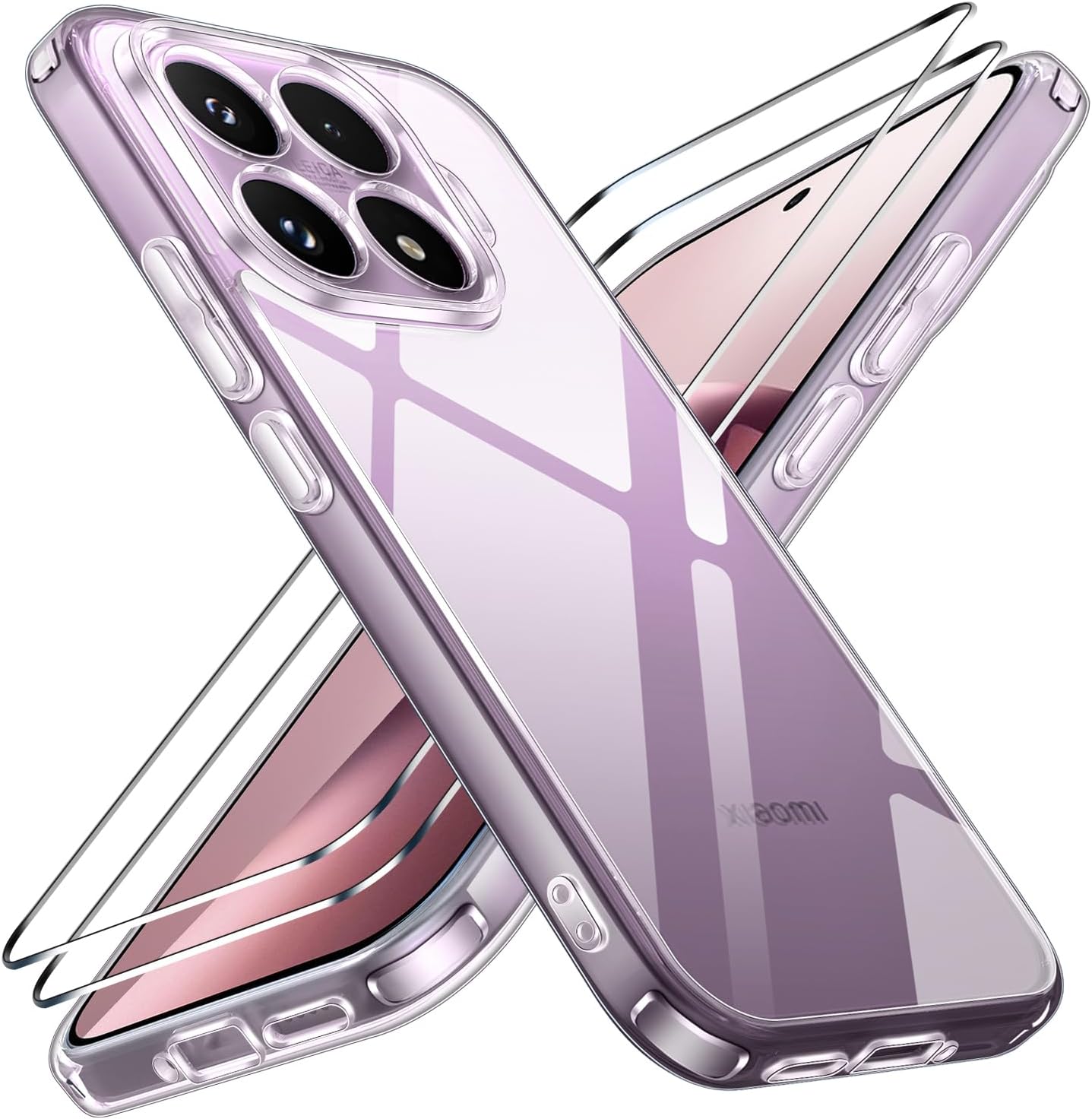 ivoler Anti-Amarillo Clara Funda para Xiaomi 17T 5G con 2 Piezas Cristal Templado, [Protección Militar] Carcasa Protectora Antigolpes Antiarañazos Transparente Bumper Case