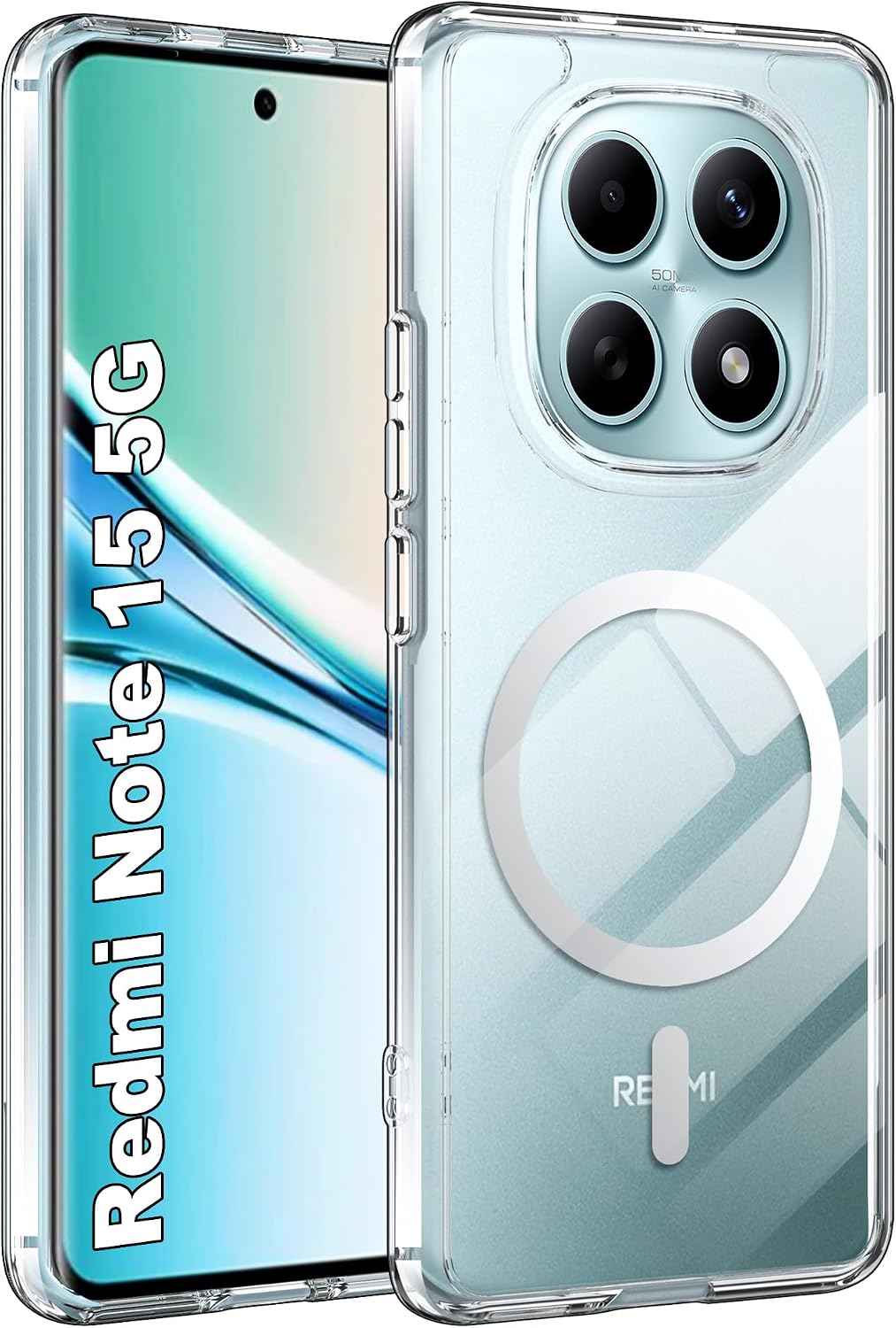 Fitudoos Funda para Xiaomi Redmi Note 15 4G / 5G / Poco M8 5G, Compatible con MagSafe, Protección de Grado Militar, Resistente a Golpes, Antiamarilleo y arañazos Funda-Transparente.
