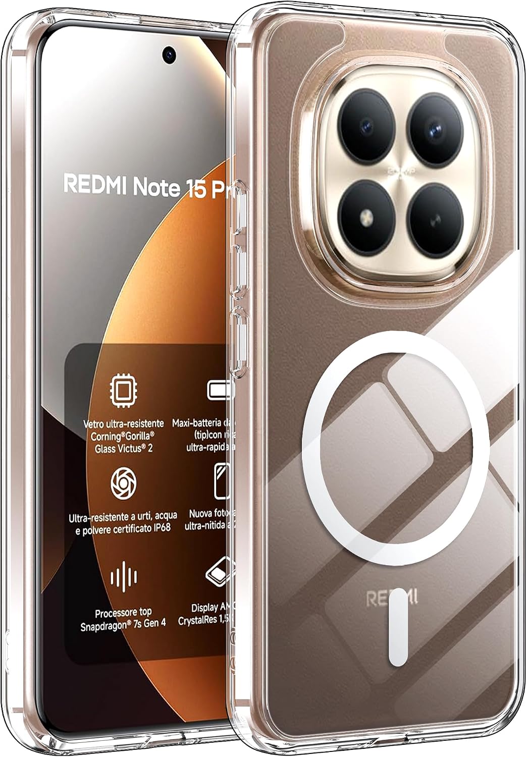 Fitudoos capa magnética para POCO M8 Pro 5G — transparente