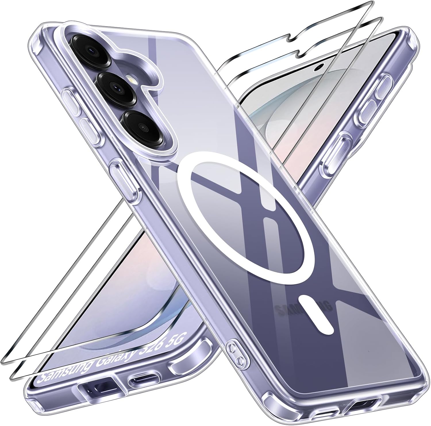 ivoler Funda Magnética para Samsung Galaxy S26 5G con 2 Piezas Cristal Templado, Compatible con MagSafe, [Protección Militar] Anti-Choque Carcasa Protectora, Claro