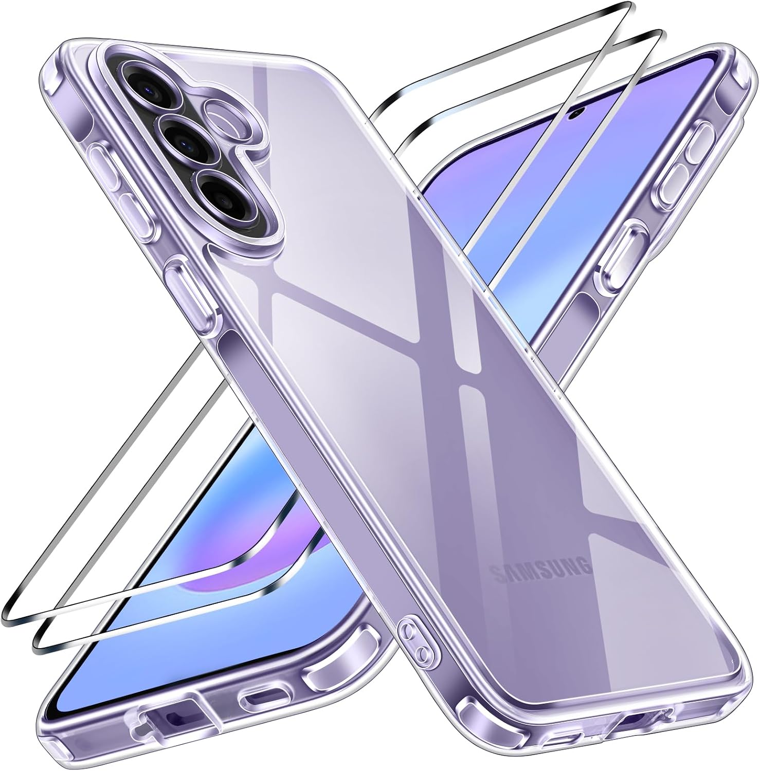 ivoler Funda para Samsung Galaxy A57 5G con 2 Piezas Cristal Templado, [Protección Militar] Antigolpes Carcasa Protectora Transparente Fina Duro Anti-arañazos Bumper Case- Claro