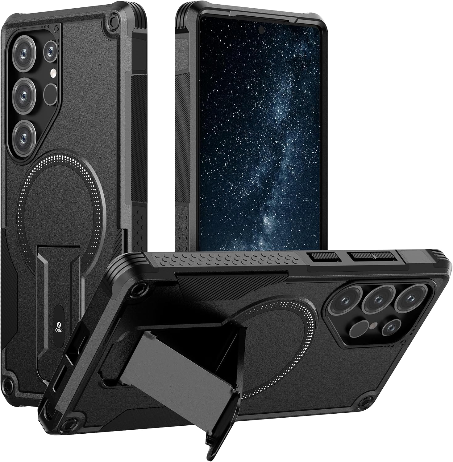ONES Funda Samsung Galaxy S26 Ultra, Protección MIL Anticaída, Doble Capa Rígida-Flexible, Amortiguación 4 Esquinas, Soporte+Anillo Oculto, Compatible MagSafe, Antiarañazos Mate Antideslizante