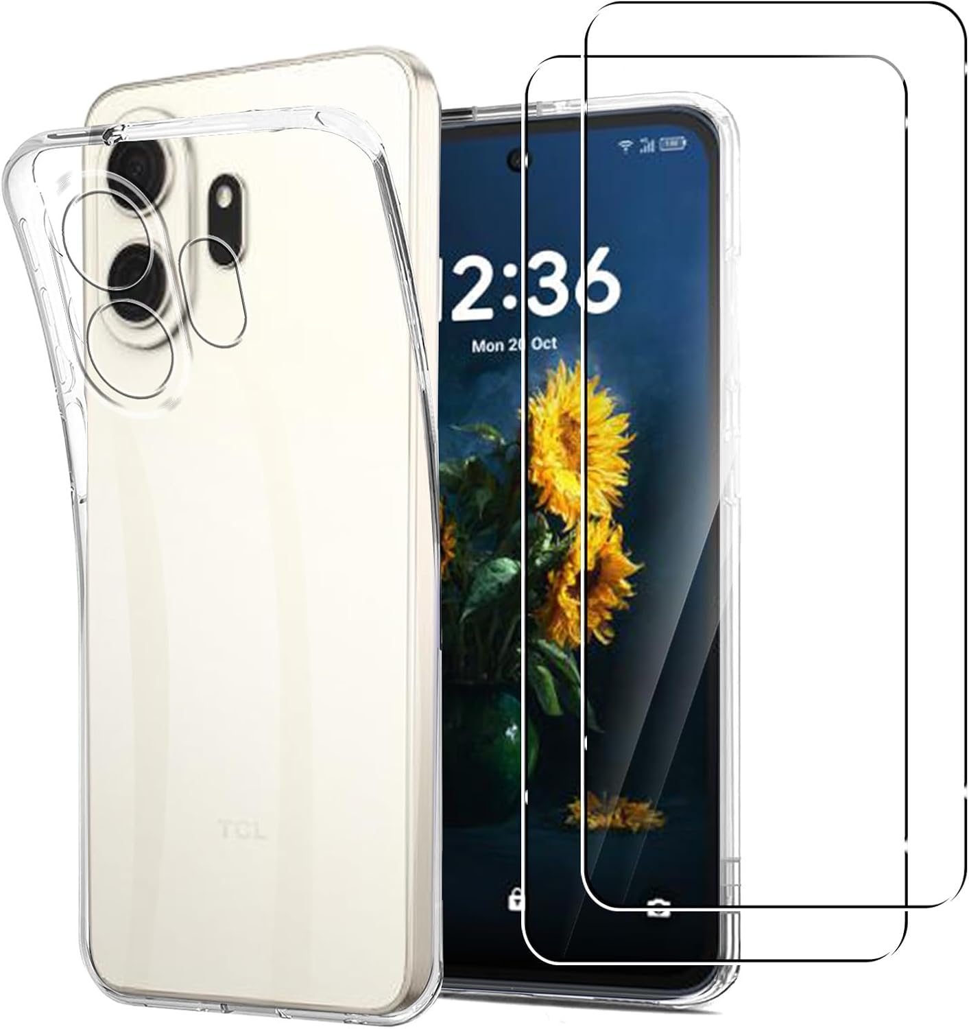 MEMELOKA Funda para TCL Nxtpaper 70 Pro con 2 Piezas Cristal Templado, Ultrafino Transparente Suave TPU Silicona Anti-amarilleo Carcasa TCL Nxtpaper 70 Pro[Anti-arañazos][Anti-Huellas]