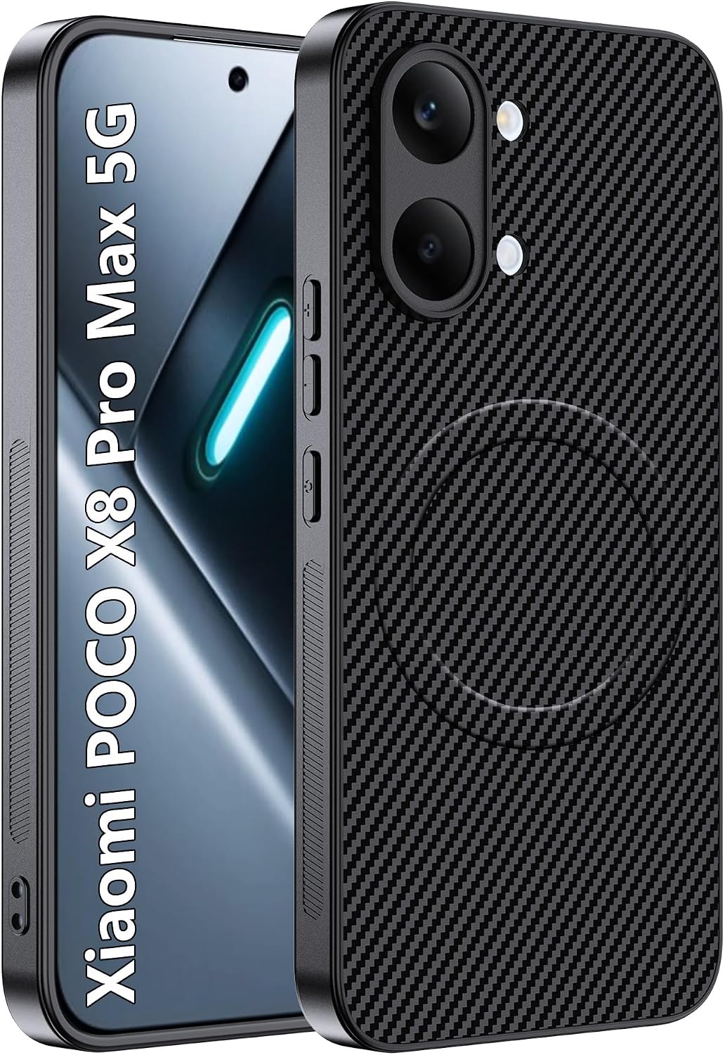 CAUHENYEE capa magnética para POCO X8 Pro Max e proteção deslizante da câmara — preto
