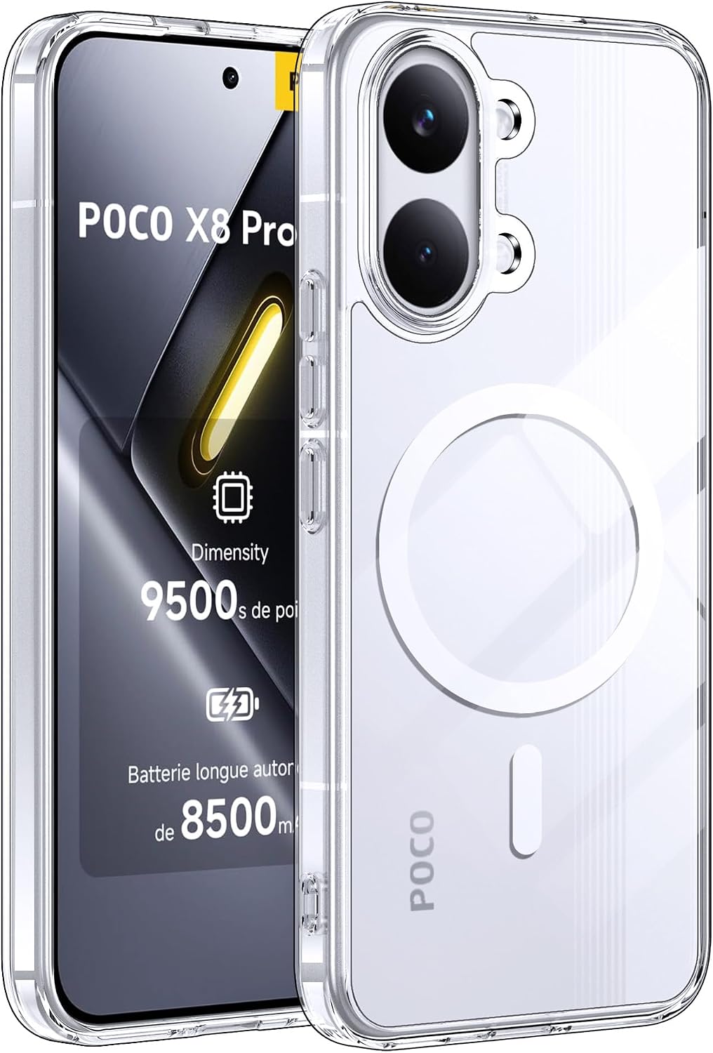 Fitudoos capa magnética para POCO X8 Pro Max — transparente