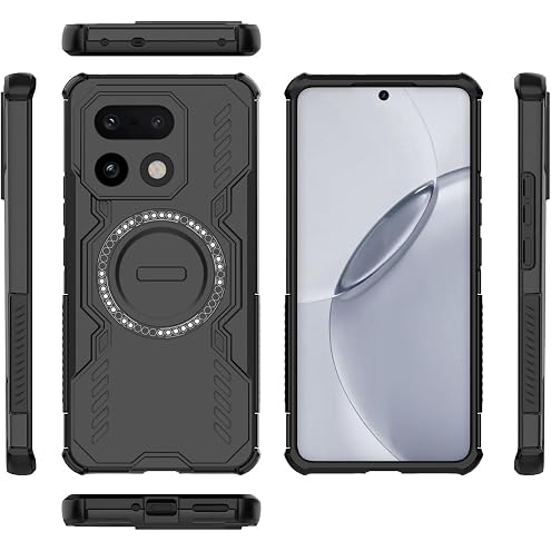 YUXING Funda para Realme 16 Pro+/16 Pro Plus 5G, Magnética, Antigolpes | Compatible con MagSafe, Protección de Grado Militar, PC+TPU, Esquinas Reforzadas, Bordes Elevados, Antideslizante-Negro