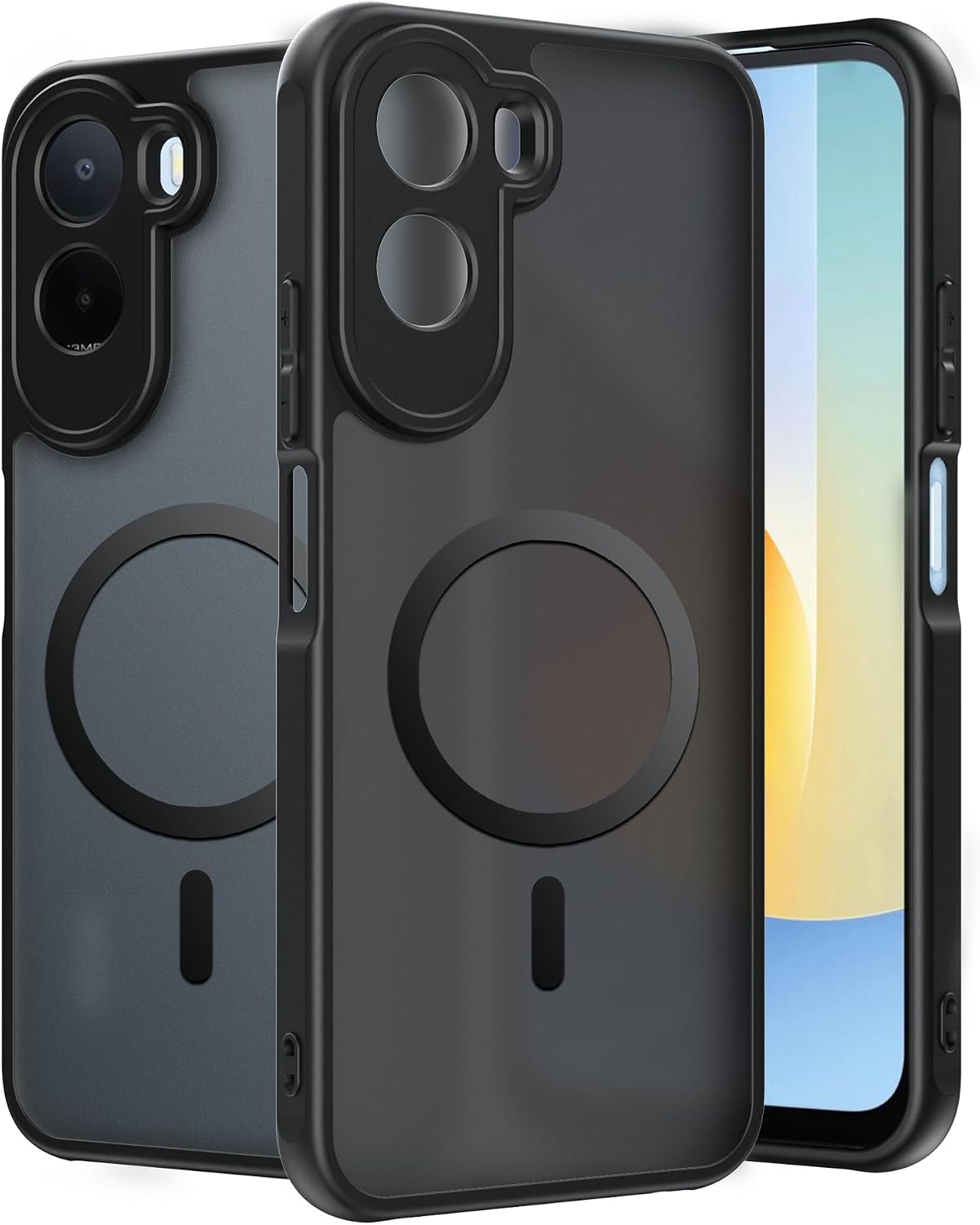 FDHYFGDY Funda Magnética para Xiaomi Redmi A7 Pro 4G/Poco C81 Pro, Carcasa Rígida de PC Ultrafina y Resistente a Arañazos + Silicona Suave Antideslizante en el Lateral Carcasa