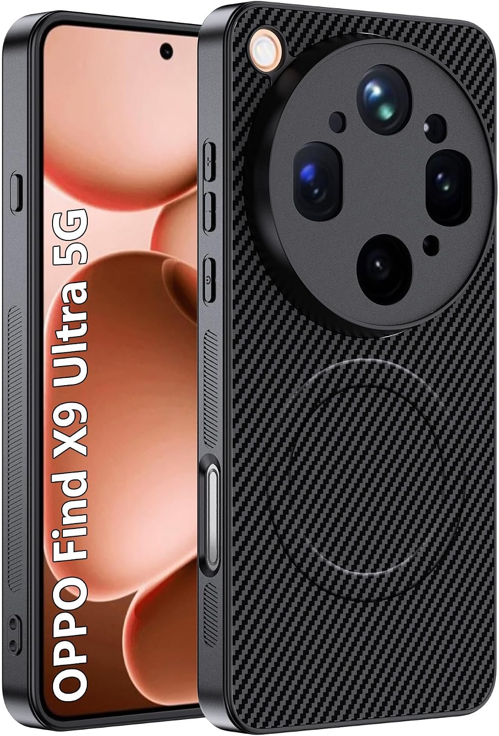 CAUHENYEE capa magnética para OPPO Find X9 Ultra e proteção deslizante da câmara — preto
