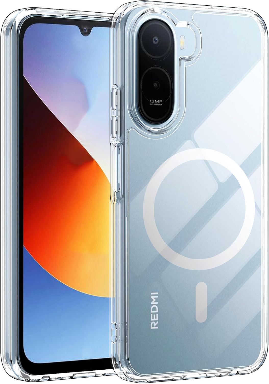 Fitudoos Funda para Xiaomi Redmi A7 Pro 4G/ Poco C81 Pro, Compatible con MagSafe, Protección de Grado Militar, Resistente a Golpes, Antiamarilleo y arañazos Funda-Transparente.