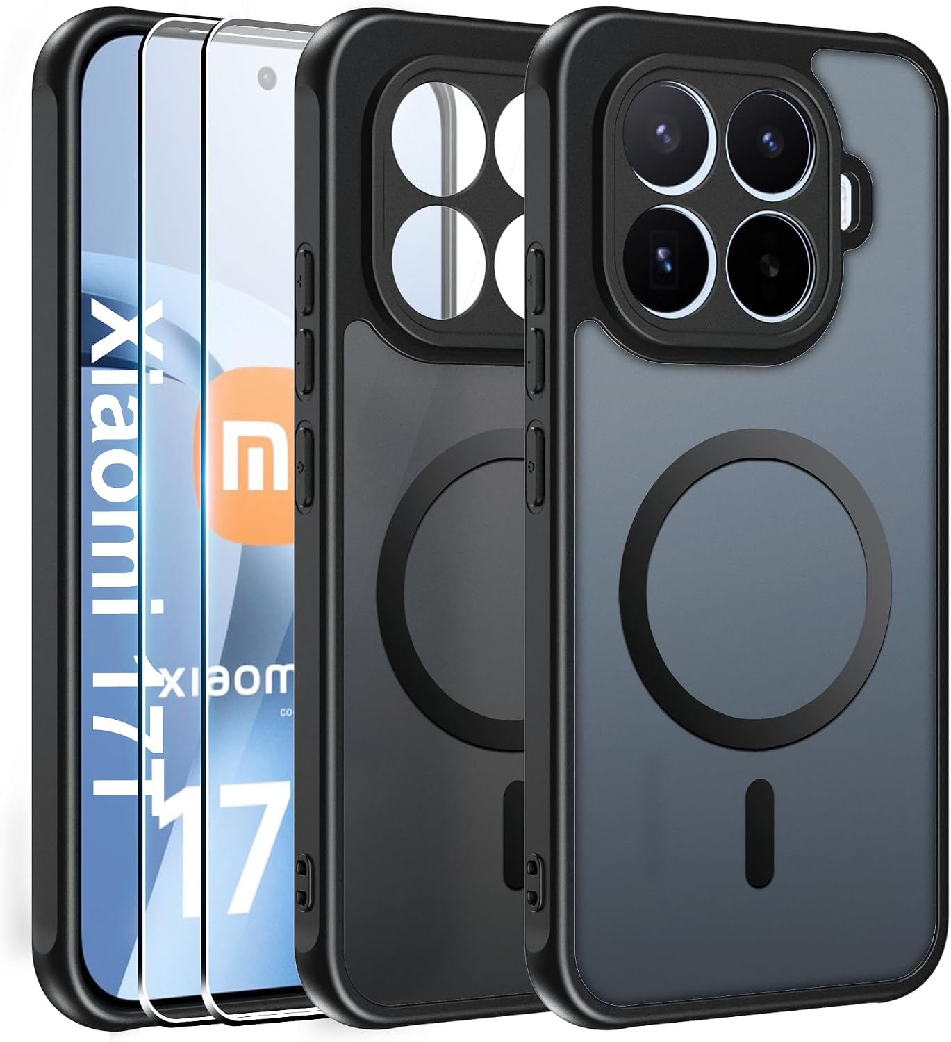 Effcotuo Funda Magnética para Xiaomi Mi 17T 5G Case con MagSafe con 2 Piezas Protector de Pantalla Cristal Templado, Acrílico Carcasa Translúcida Mate Antigolpes Cover