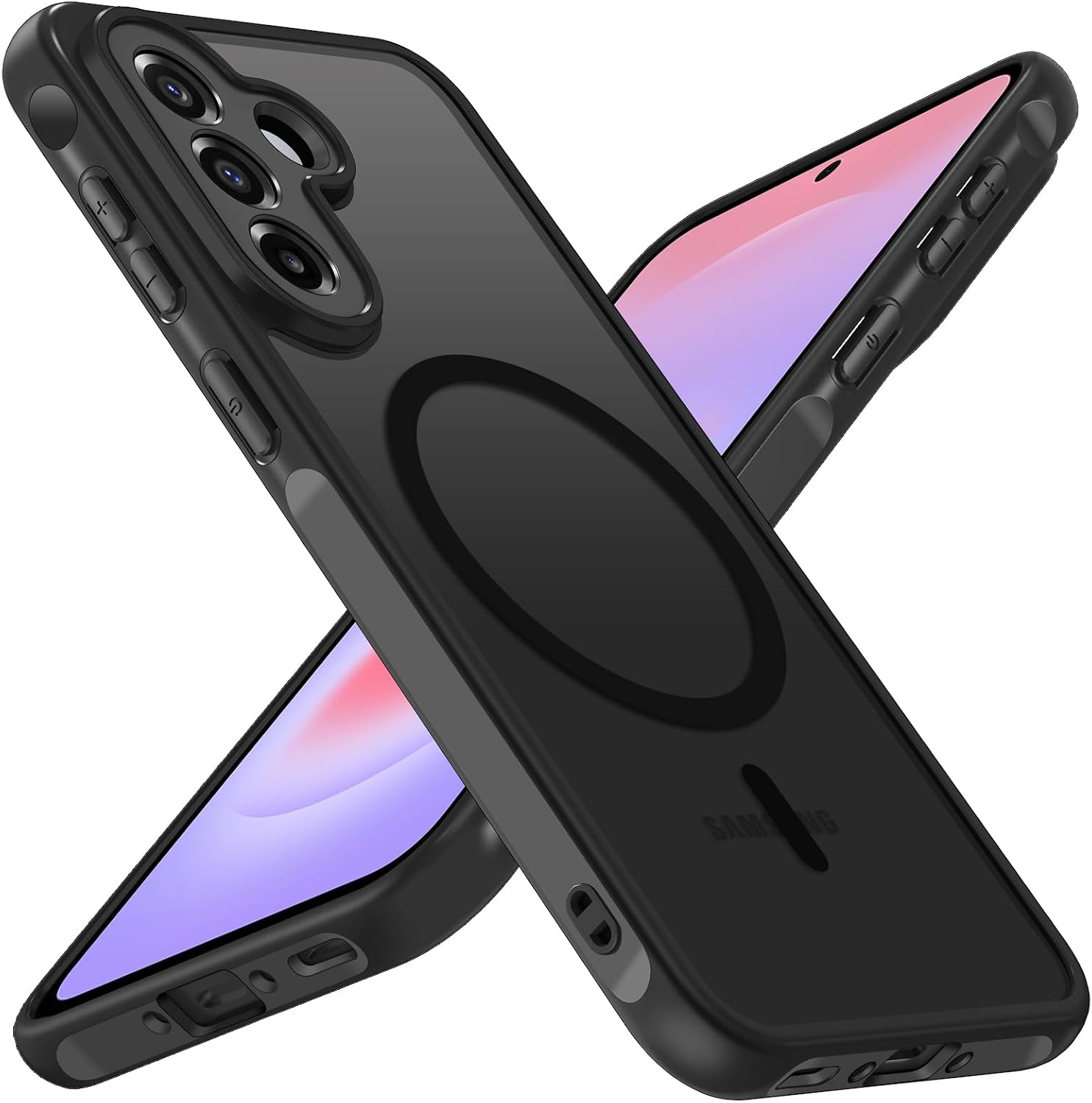 ivoler Funda Magnética para Samsung Galaxy A37 5G, [Protección Grado Militar] Carcasa Protectora Antigolpes, Translúcida Mate Trasera Antihuellas y Antiarañazos Delgado Bumper Case, Negro