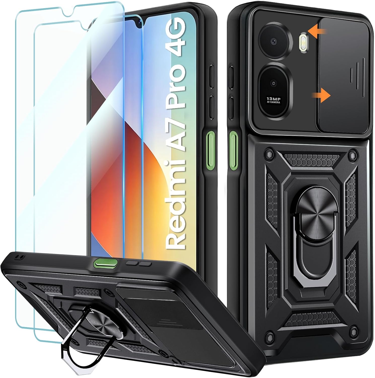 Yohii Funda para Xiaomi Redmi A7 Pro/Poco C81 / Poco C81 Pro, Negro