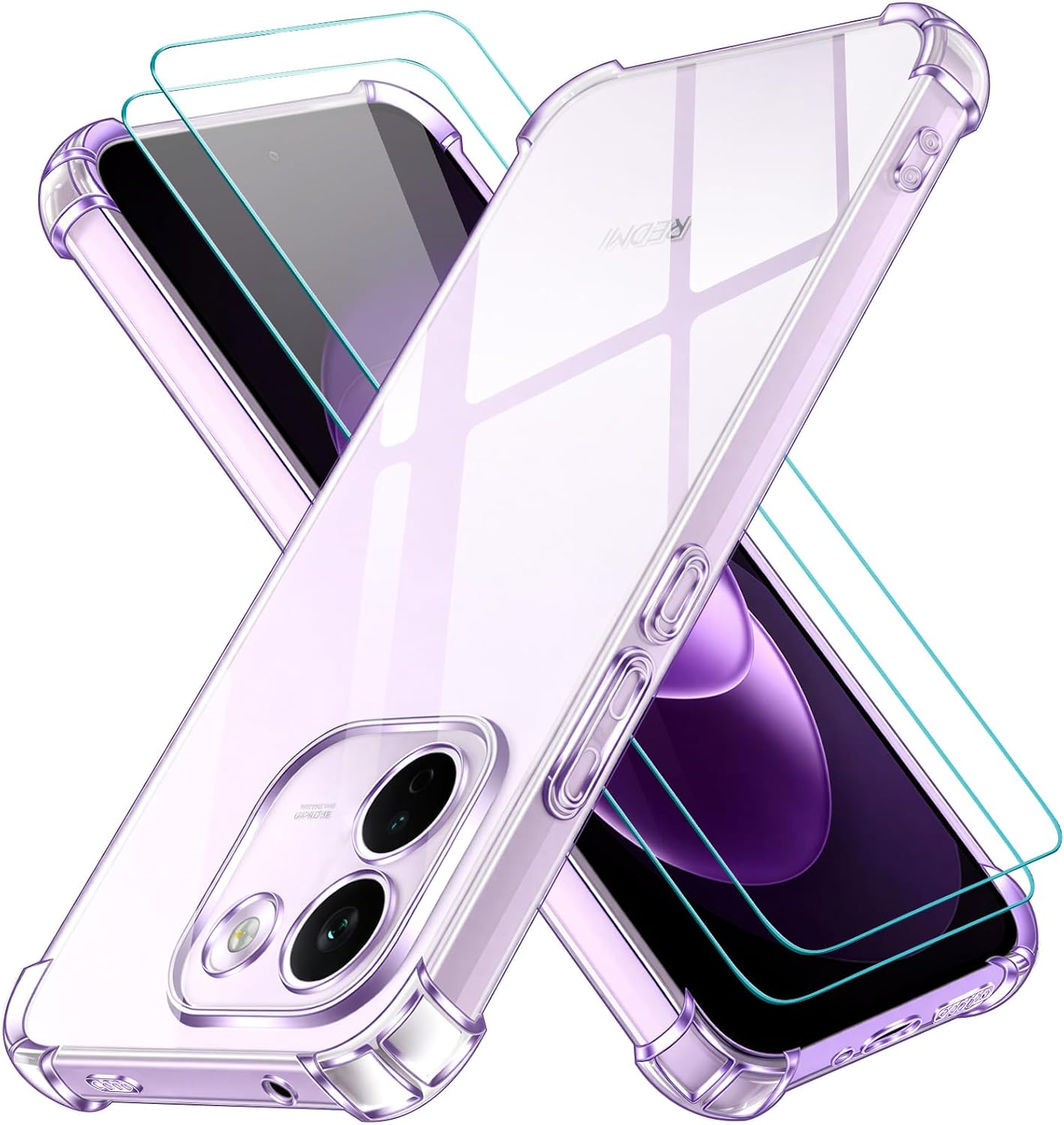ivoler Funda para Xiaomi Redmi Note 17 Pro MAX 5G con 2 Piezas Cristal Templado, Carcasa Protectora Antigolpes Antiarañazos Transparente con Cojín Esquina Parachoques, Suave TPU Silicona Bumper Case