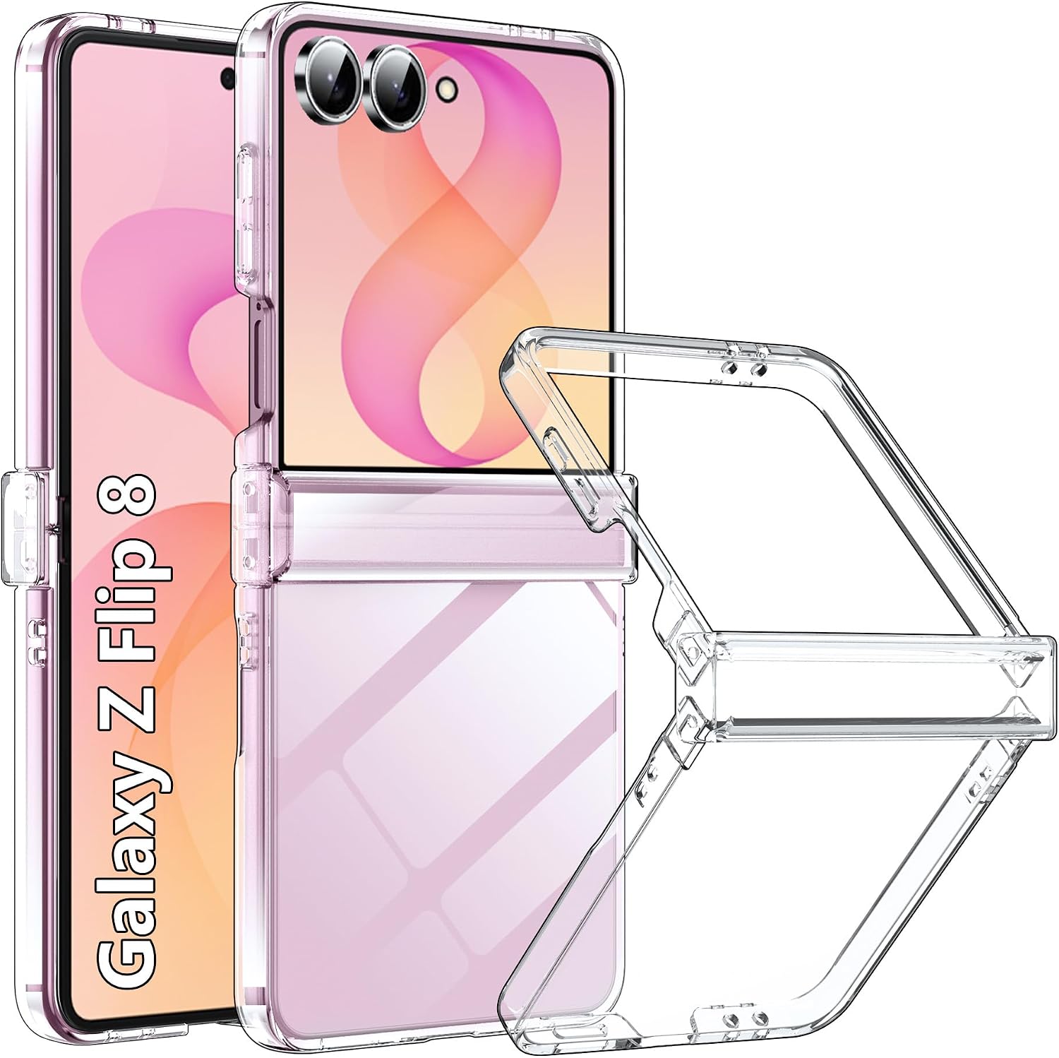 Fitudoos Funda para Samsung Galaxy Z Flip 8,Ultra Slim,Anti-arañazos Ultraligero Antideslizante Case Trasera de PC Transparente,Cuatro Esquinas con airbags anticaída. - Transparente