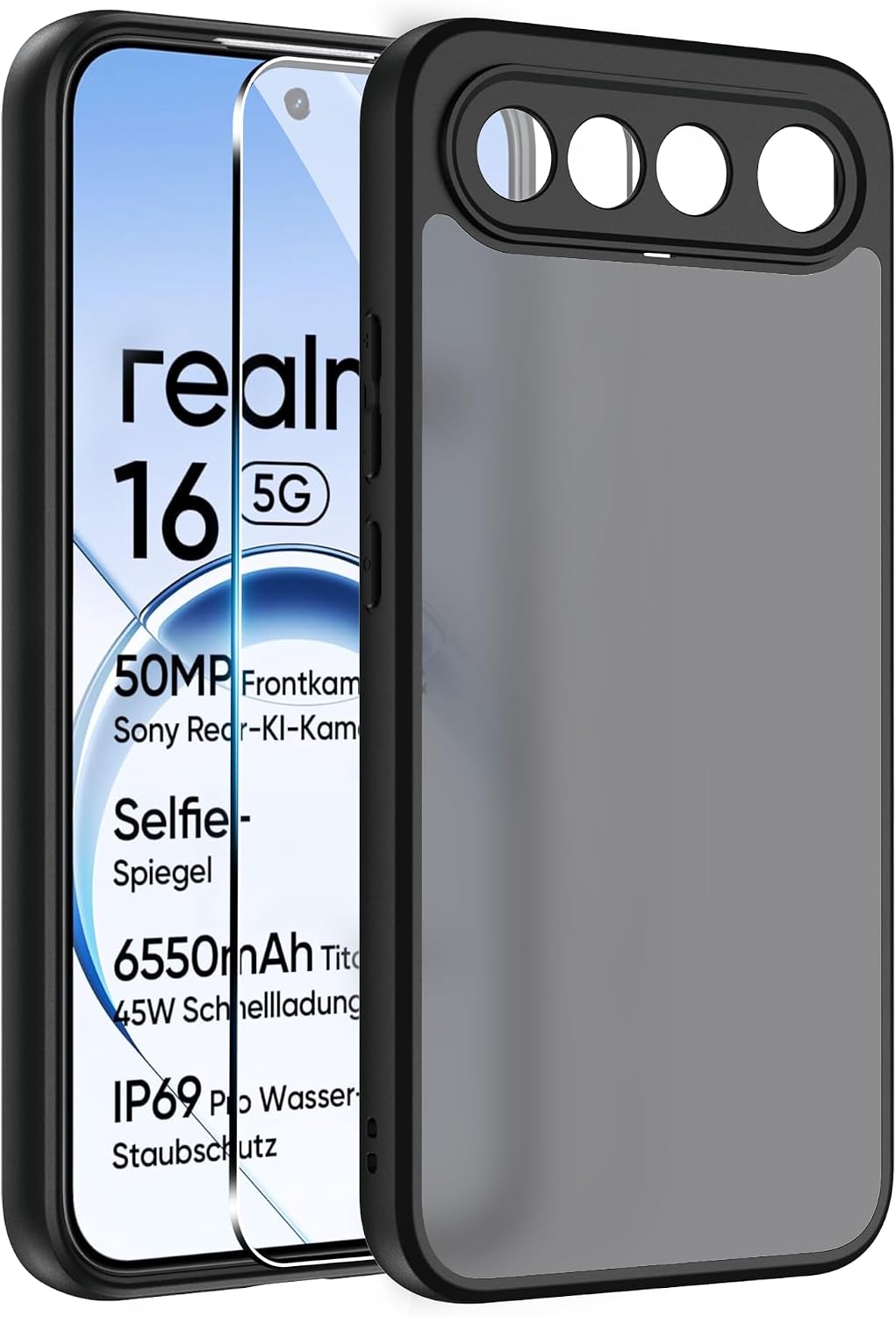 Funda para Realme 16 5G,Trasera Duro PC y Marco de TPU