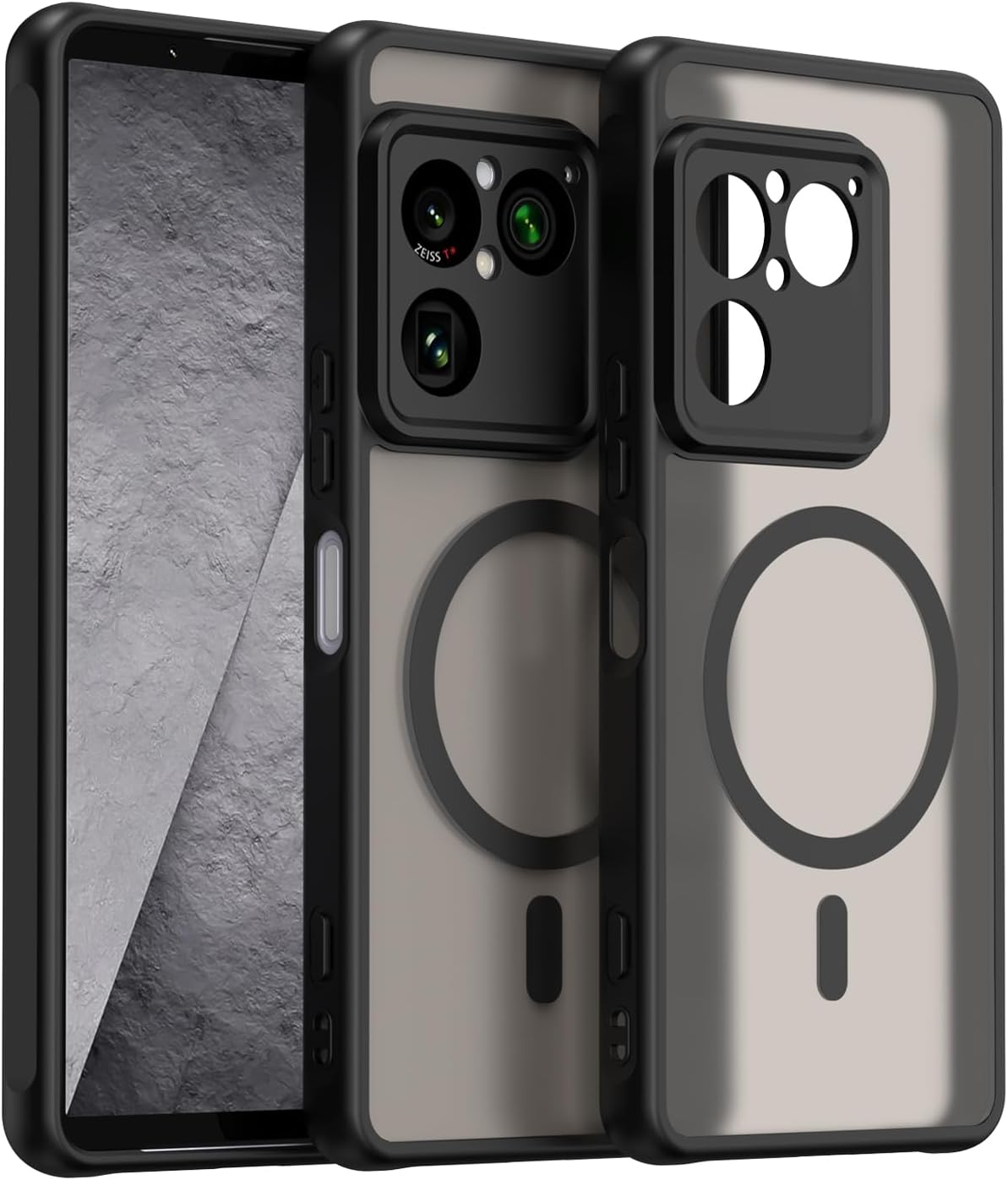 Funda Magnética para Sony Xperia 1 VIII [Compatible con MagSafe], [Protección de Cámara] Carcasa Translúcido Mate, Duradero Militar Caso PC y Silicona Bumper – Negro
