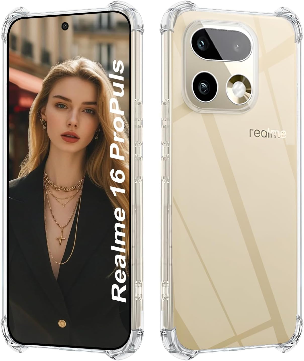 ISOI - Funda Compatible con Realme 16 Pro+ 5G / Realme 16 Pro Plus 5G, con Parachoques de Airbag a Prueba de Golpes Protección Completa,Carcasa Protectora de Silicona TPU Suave Ultrafino-Transparente