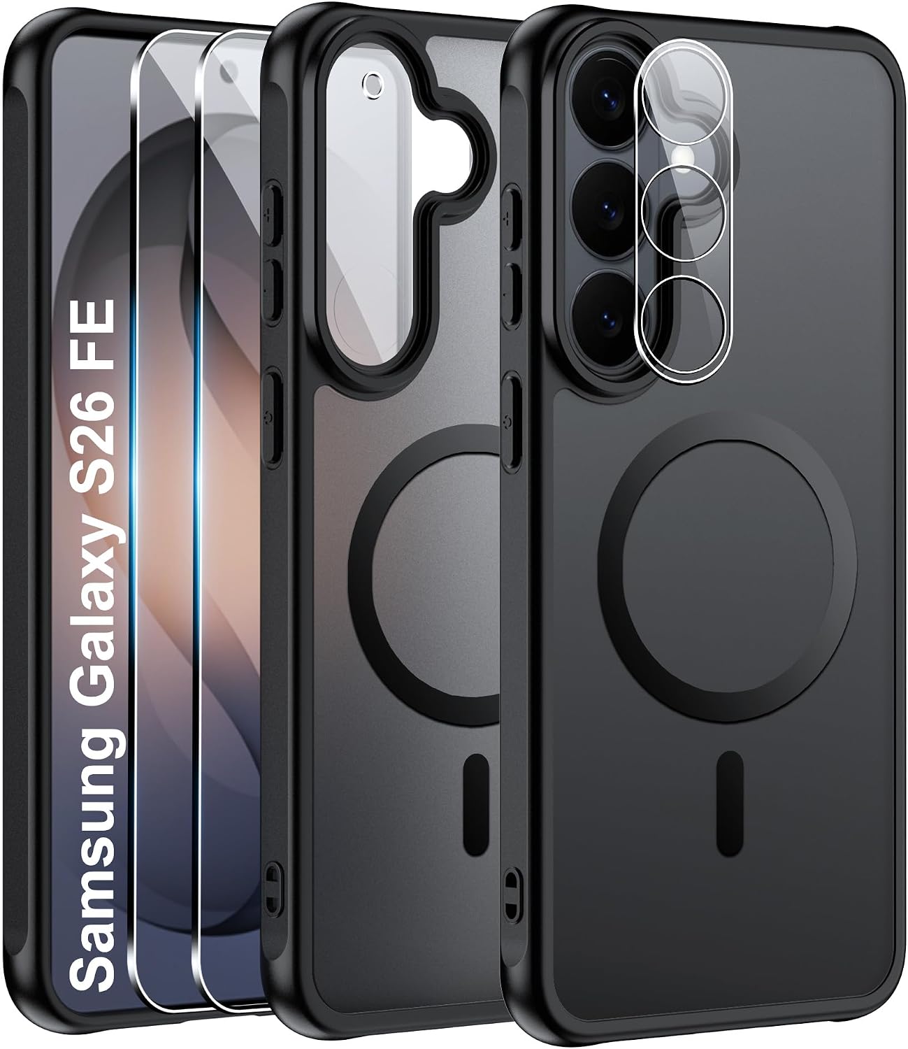 Effcotuo Funda Magnética para Samsung Galaxy S26 FE 5G Case con MagSafe con Protector de Pantalla Cristal Templado, Acrílico Carcasa Respaldo Translúcida Mate Antigolpes Cover
