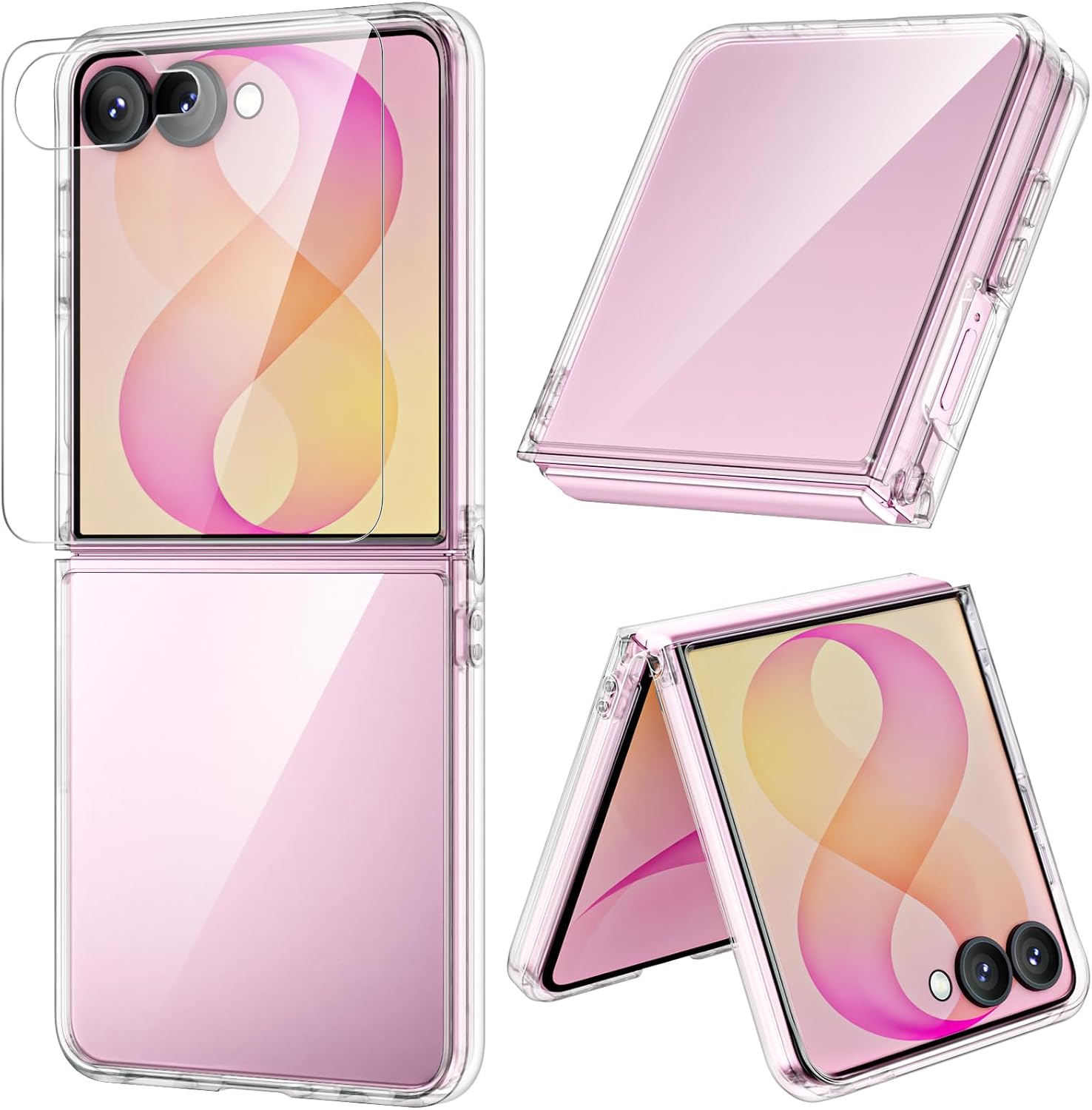 ORNARTO Funda para Samsung Galaxy Z Flip 8 Transparente Antigolpes