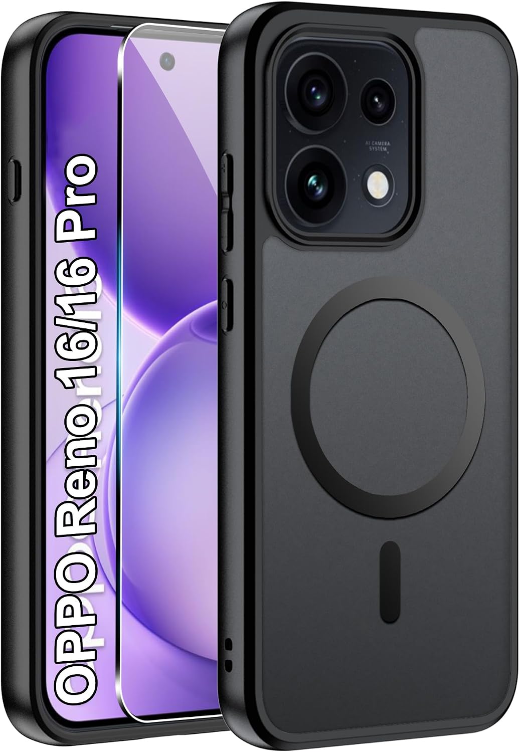 QUSRTMUE capa magnética para OPPO Reno16 5G / OPPO Reno16 Pro 5G — preto