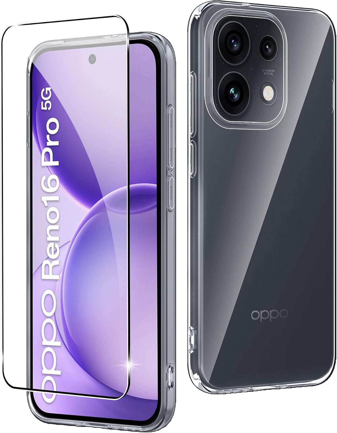 CAUHENYEE capa protetora para OPPO Reno16 5G / OPPO Reno16 Pro 5G — transparente