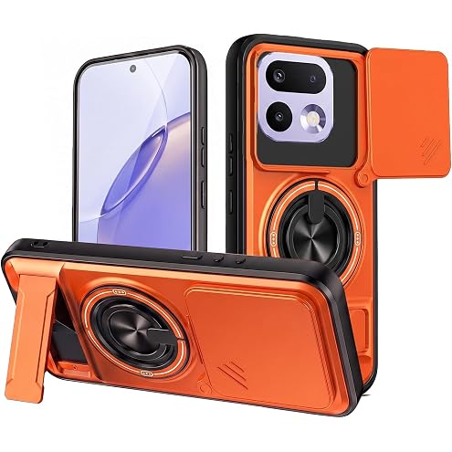 HuiYouMY para Realme 16 Pro 5G (6.78") Funda y Protector de cámara | 1 Naranja Carcasa, Funda doble para móvil，360 ° Anillo + Soporte，Resistente a caídas y arañazos，Protección de grado militar