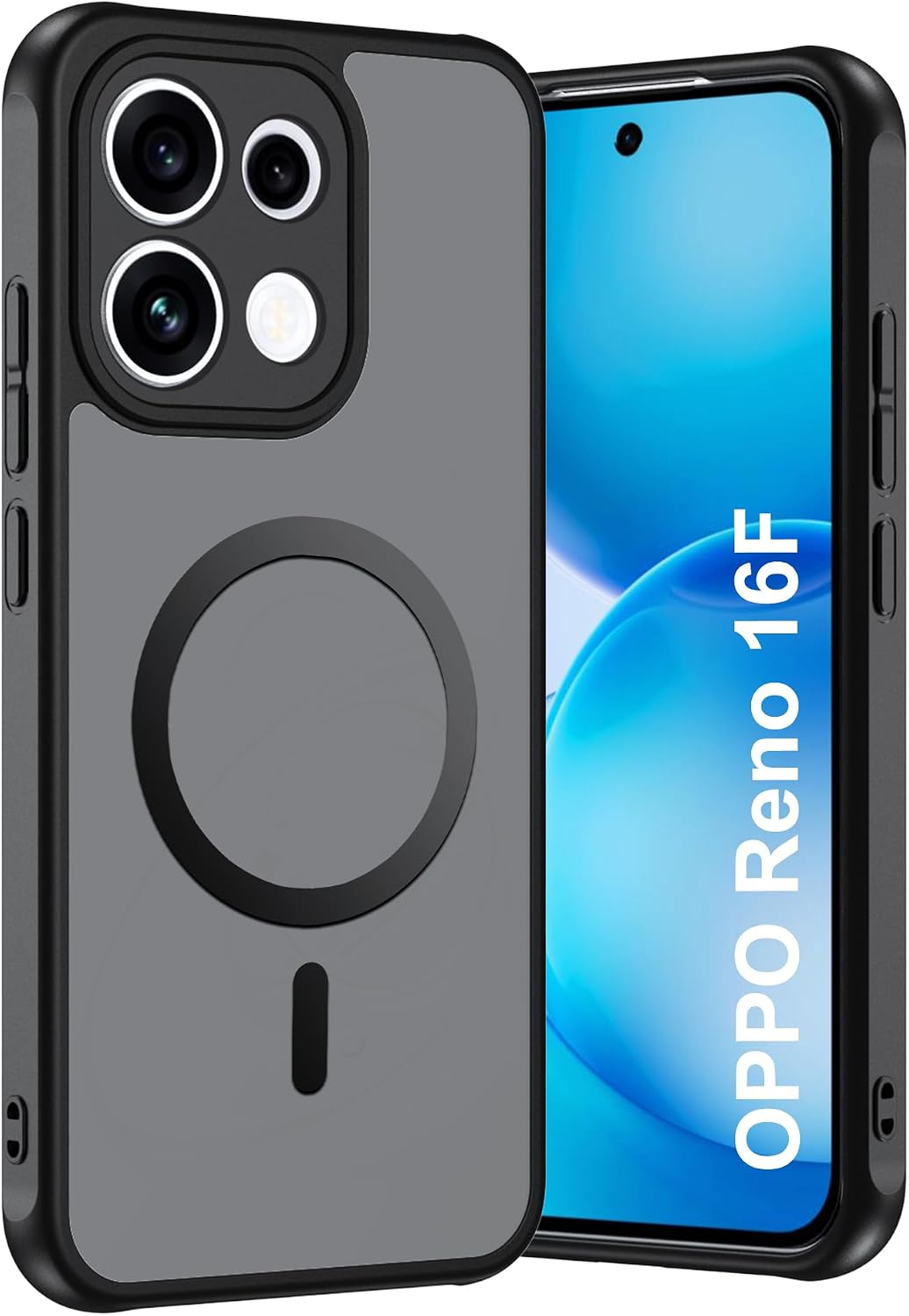 CAUHENYEE capa magnética para OPPO Reno16 F 5G / OPPO Reno16 FS 5G e proteção deslizante da câmara — preto