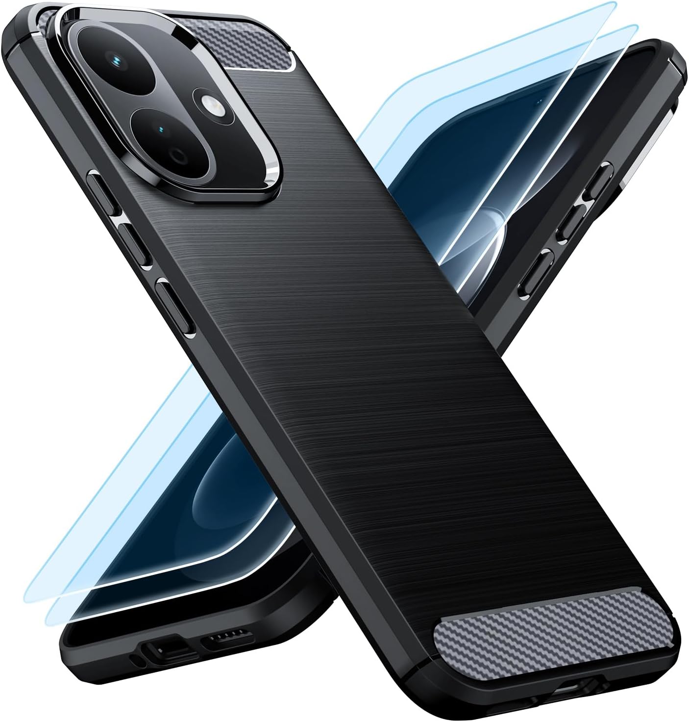 TesRank Funda Xiaomi Redmi Note 17 Pro 5G con [2 Piezas] Cristal Templado Protector de Pantalla, Carcasa Silicona Suave TPU [Anti-Choques] [Anti-Huella] Conjunto de Funda Móvil y Protector-Negro
