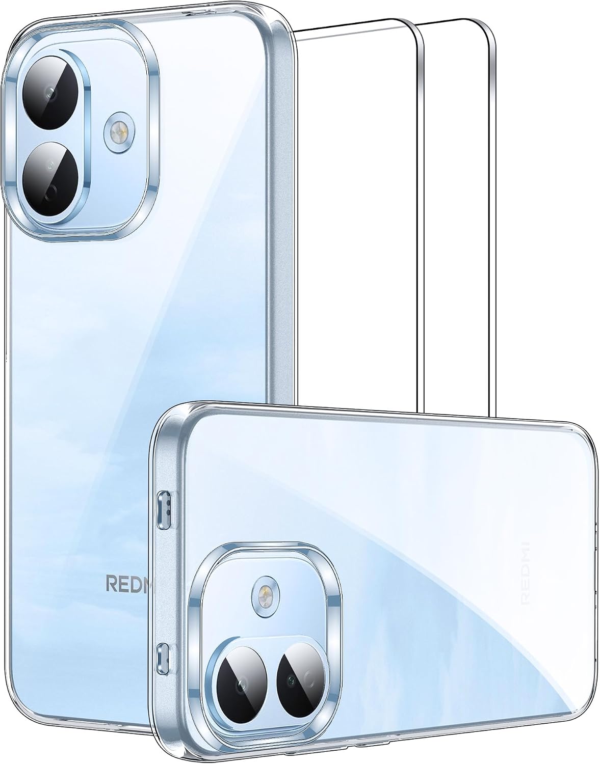 Lemxiee Funda para Xiaomi Redmi Note 17 Pro 5G Case con [2 Pieza] Cristal Templado Protector Pantalla Vidrio Templado Funda Transparente