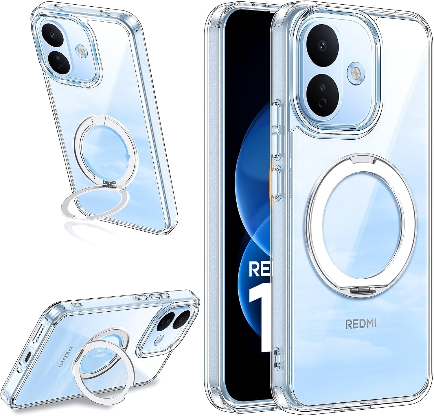 Lemxiee Funda Magnética para Xiaomi Redmi Note 17 Pro 5G Case con Soporte Giratorio de 360° Funda Transparente