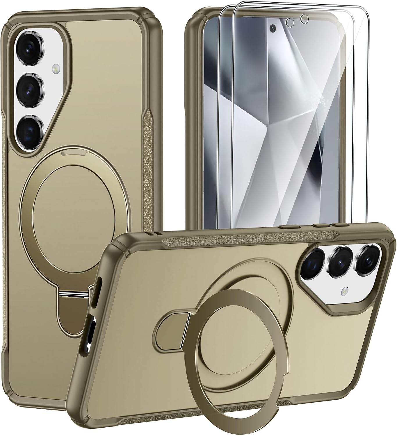 Funda para Samsung Galaxy S26 FE Compatible con MagSafe con Soporte，Caqui