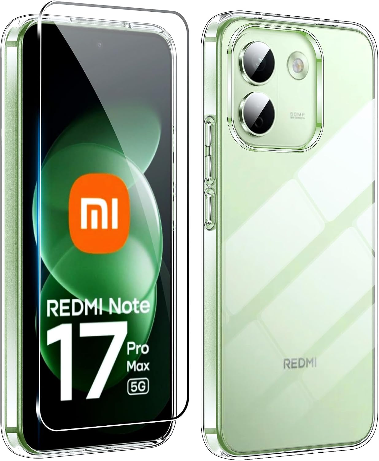 Funda para Xiaomi Redmi Note 17 Pro MAX 5G +1 Pedazo Cristal Vidrio Templado, dureza 9H,Suave y Ultrafina a Prueba de Golpes-Transparente