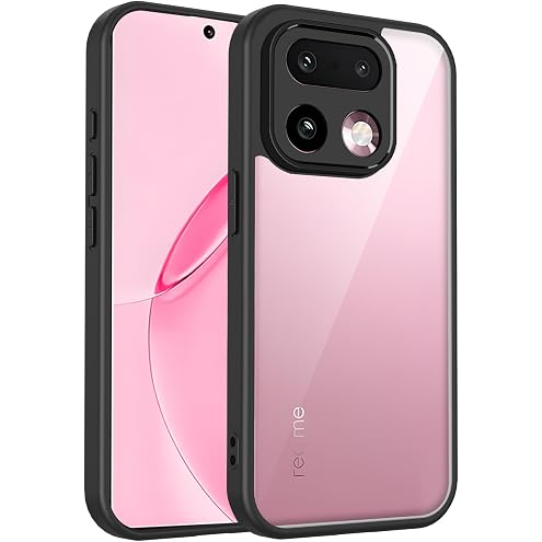 Loyhee Funda para Realme 16 Pro+ 5G, Transparente, Antigolpes, Negro | Trasera Rígida de PC, Marco TPU Flexible, Bordes de 1,5 mm, Diseño Fino, Agarre Cómodo, Protección Contra Arañazos