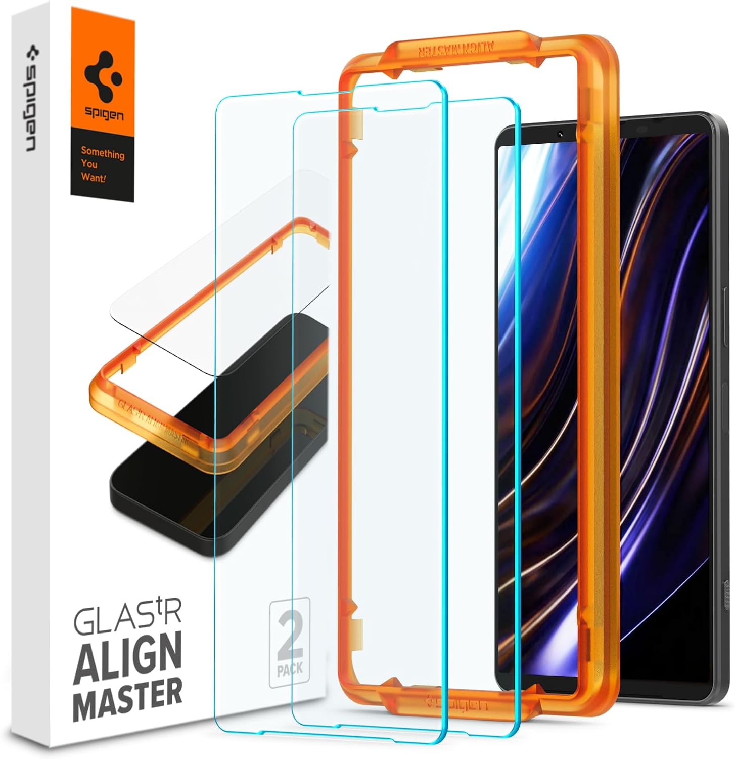 Spigen AlignMaster Protector Pantalla para Sony Xperia 1 VIII, Sony Xperia 1 VII, Sony Xperia 1 VI, 2 Unidades, Alta Definición, Dureza 9H, Compatible con Funda
