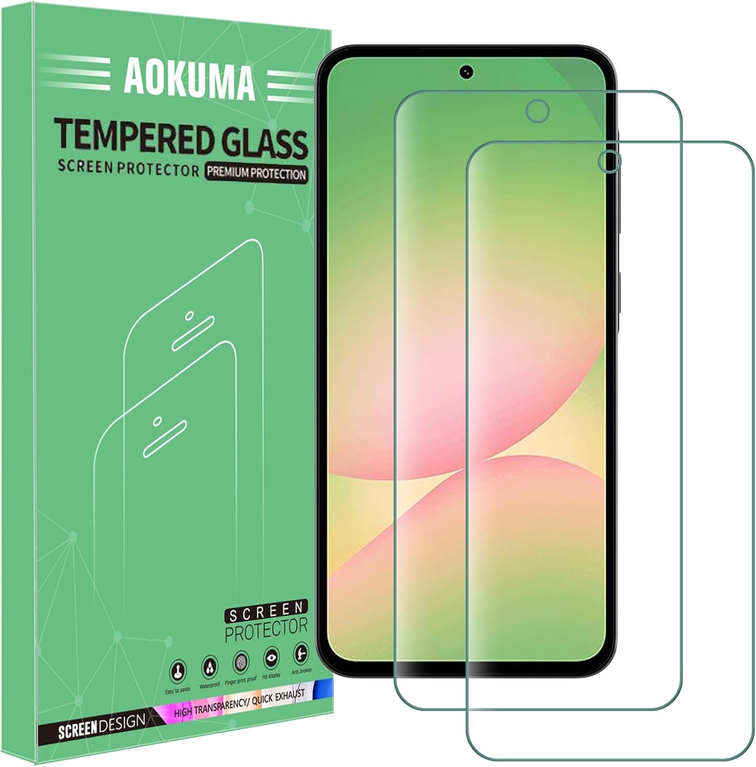 AOKUMA Protector de Pantalla para Samsung Galaxy A57 5G, [2 Unidades] Cristal Templado para Samsung A56 /A36 /S24 FE /A57 /A37 Fácil Instalación, Vidrio templado 9H,Sin Burbujas, Alta Definicion
