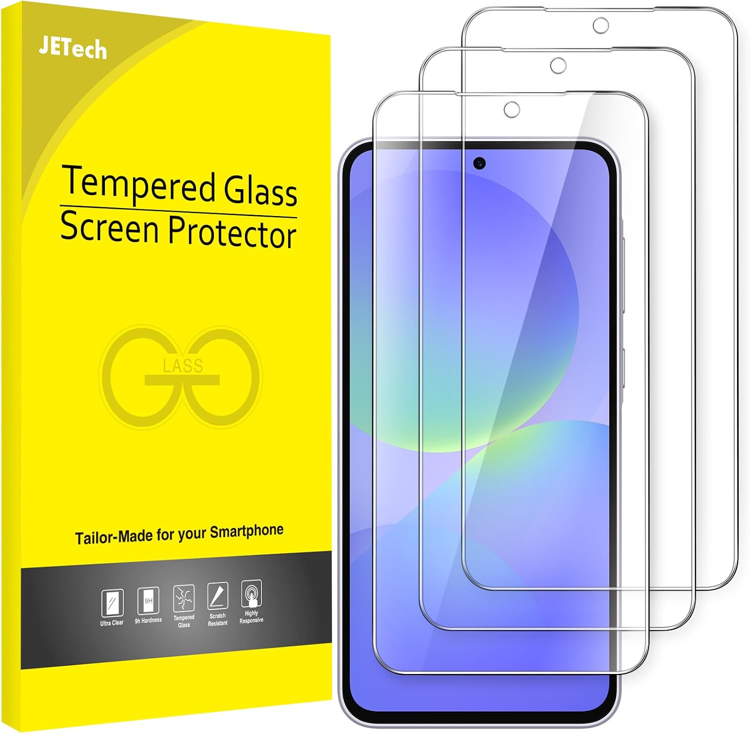 JETech Protector Pantalla para Samsung Galaxy A37/A36, 3 Unidades