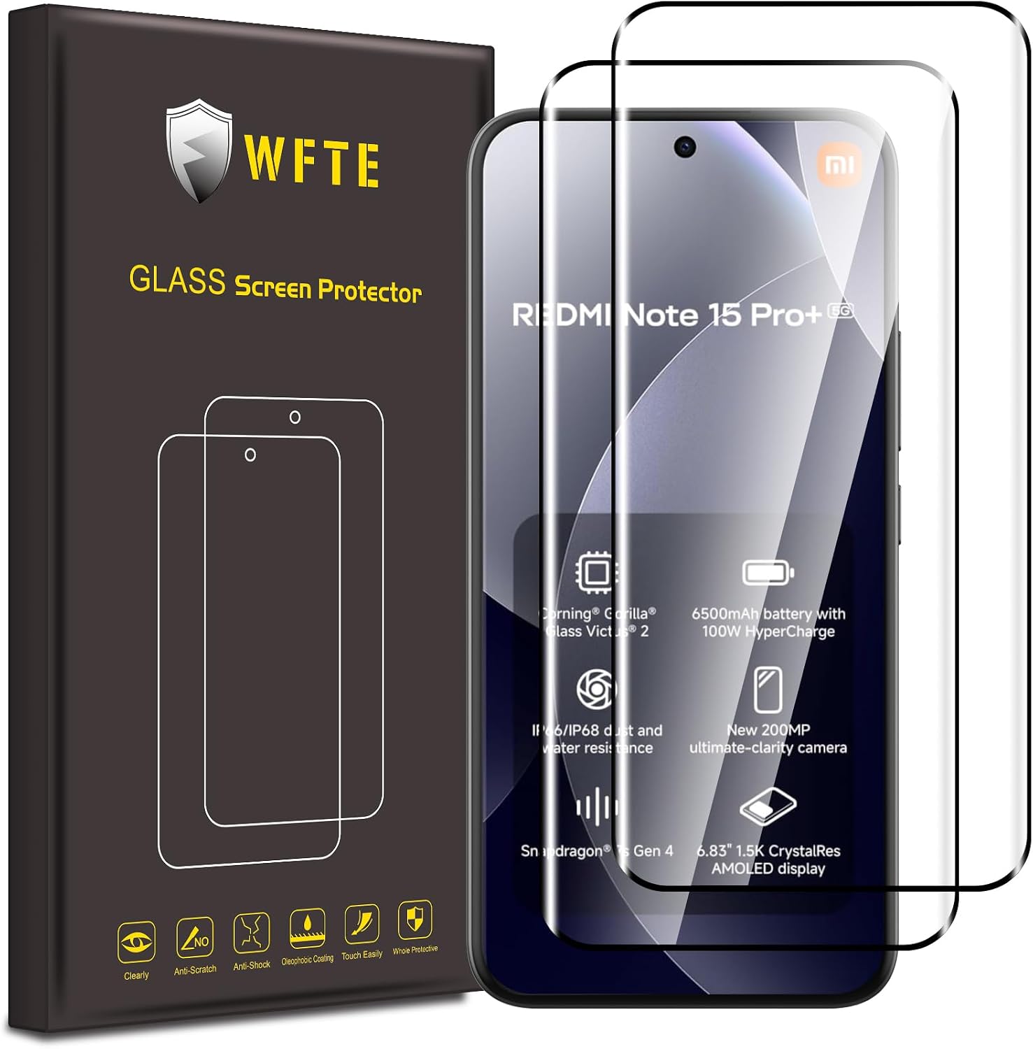WFTE protetor de vidro temperado para POCO M8 Pro 5G