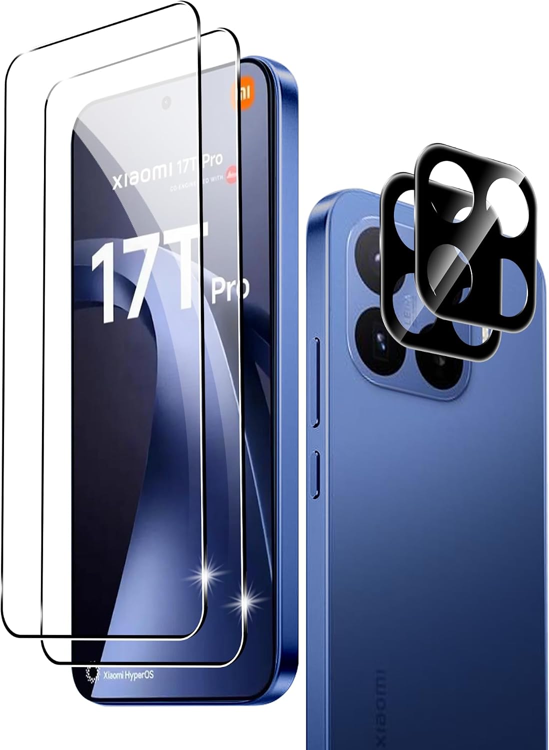 Fitudoos para Xiaomi 17T Pro/15T/15T Pro Cristal Templado Protector de Pantalla[2 Piezas]+Protector de Lente de Cámara[2 Piezas], [9H Dureza] [Resistente a Arañazos].