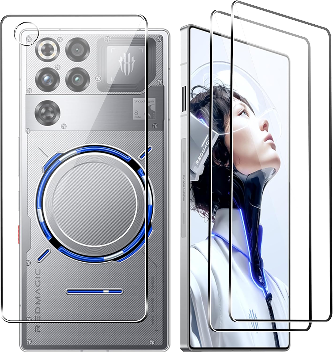 CAUHENYEE Protector de Pantalla para RedMagic 11S Pro / 11S Pro+ / 11 Pro / 11 Pro+ Cristal Templado, Película Protectora Frontal +Protector Trasero, Resistente a Arañazos