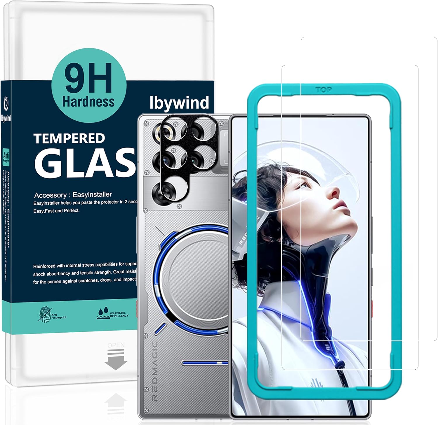Ibywind Protector de Pantalla para ZTE nubia RedMagic 11 Pro/11 Pro+/11S Pro/11S Pro+ 5G,2 Piezas Dureza 9H Cristal Templado y Protector de Lente de Cámara,Fácil de Instalar