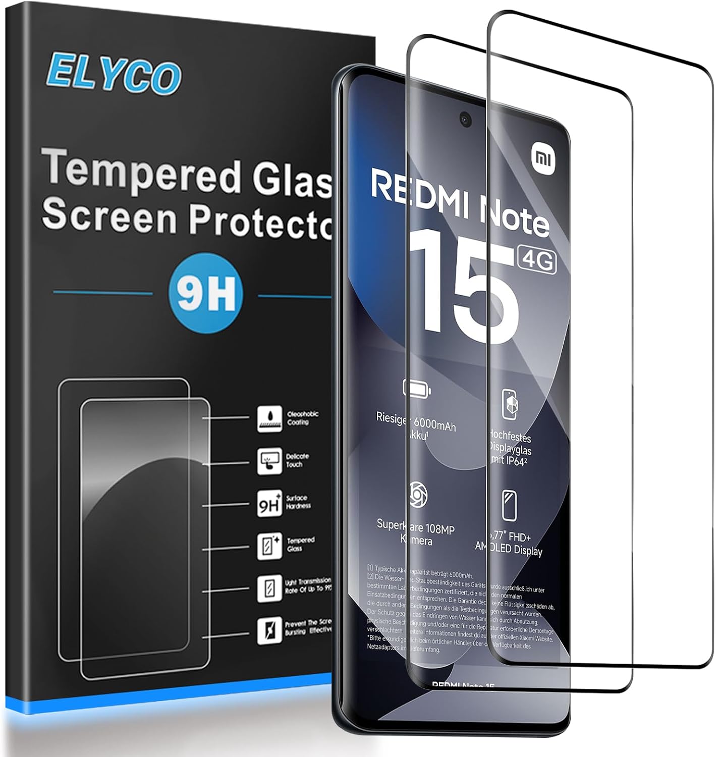 Cristal Templado para Xiaomi Redmi Note 15 4G/5G/POCO M8 5G, 2 Piezas