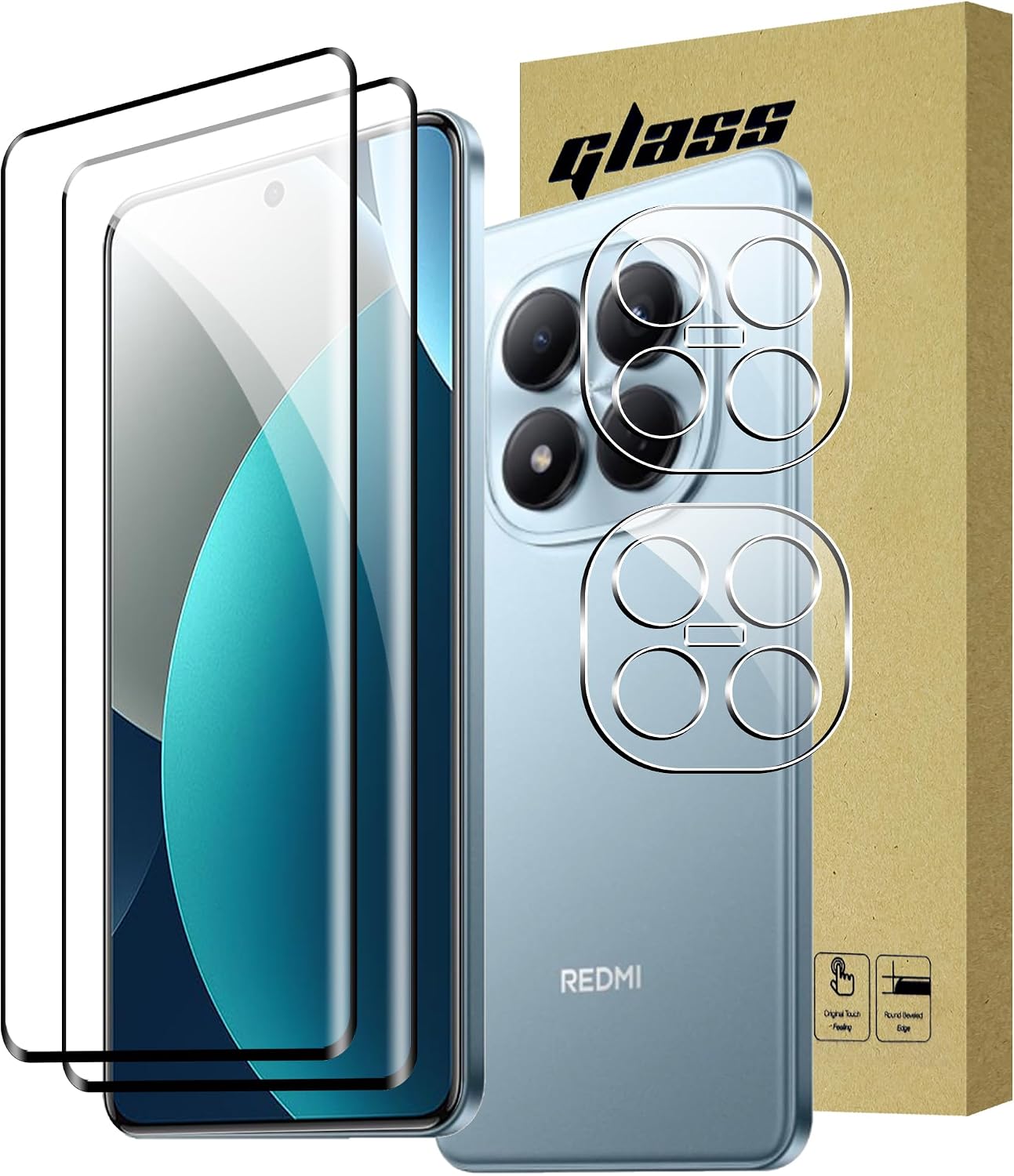 Fitudoos para Xiaomi Redmi Note 15 Pro 4G Cristal Templado Protector de Pantalla [2 Piezas]+Protector de Lente de Cámara [2 Piezas], [9H Dureza] [Resistente a Arañazos].