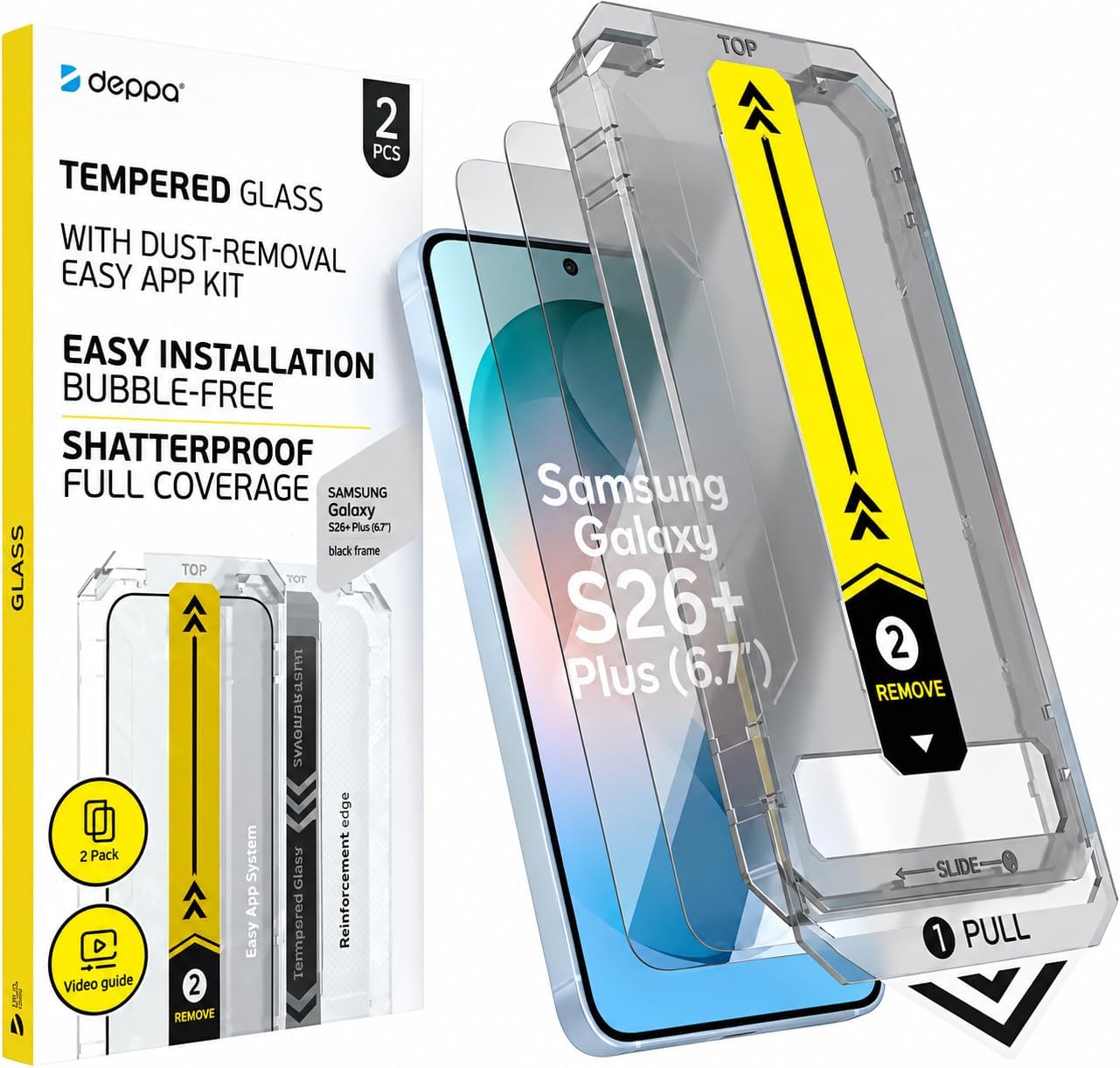 Deppa | 2 Piezas | Protector de Pantalla para Samsung S26+ Plus (6,7") con Desbloqueo de Huella | Kit de Instalación Fácil | Sin Polvo ni Burbujas | Cobertura Completa