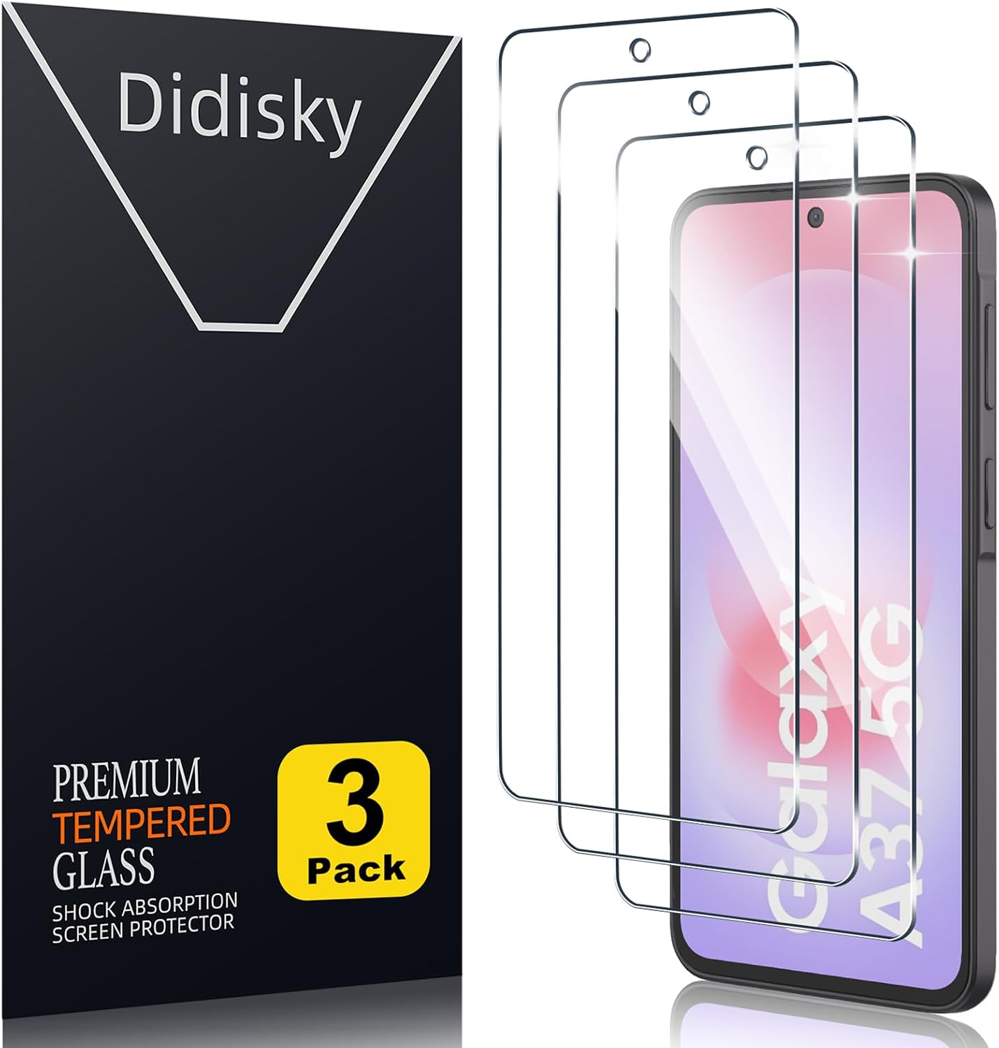 Didisky (3 Piezas Protector Pantalla para Samsung Galaxy A37, Cristal Templado 9H Dureza, Antihuellas, Sin Burbujas, Ultra Transparente, Ultra Resistente
