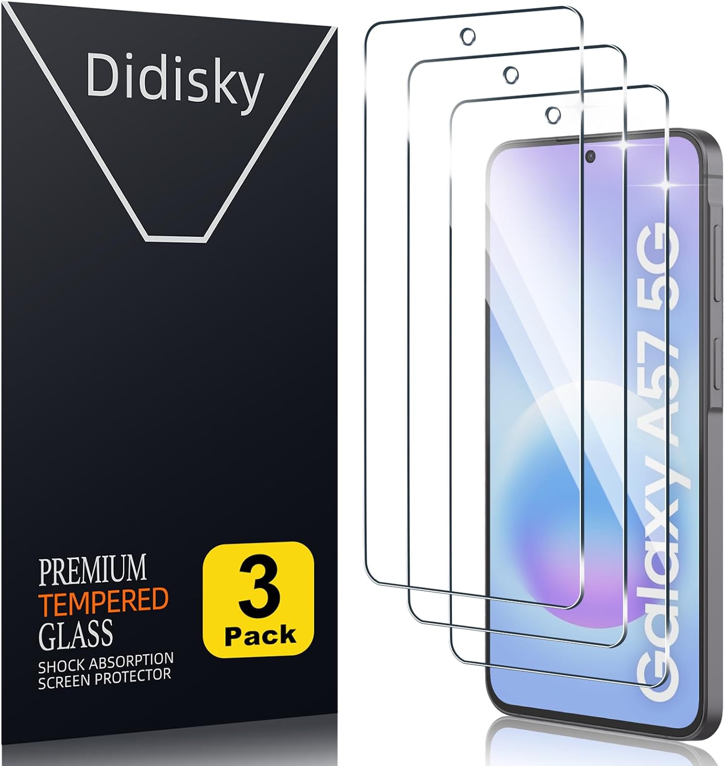 Didisky (3 Piezas Protector Pantalla para Samsung Galaxy A57, Cristal Templado 9H Dureza, Antihuellas, Sin Burbujas, Ultra Transparente, Ultra Resistente