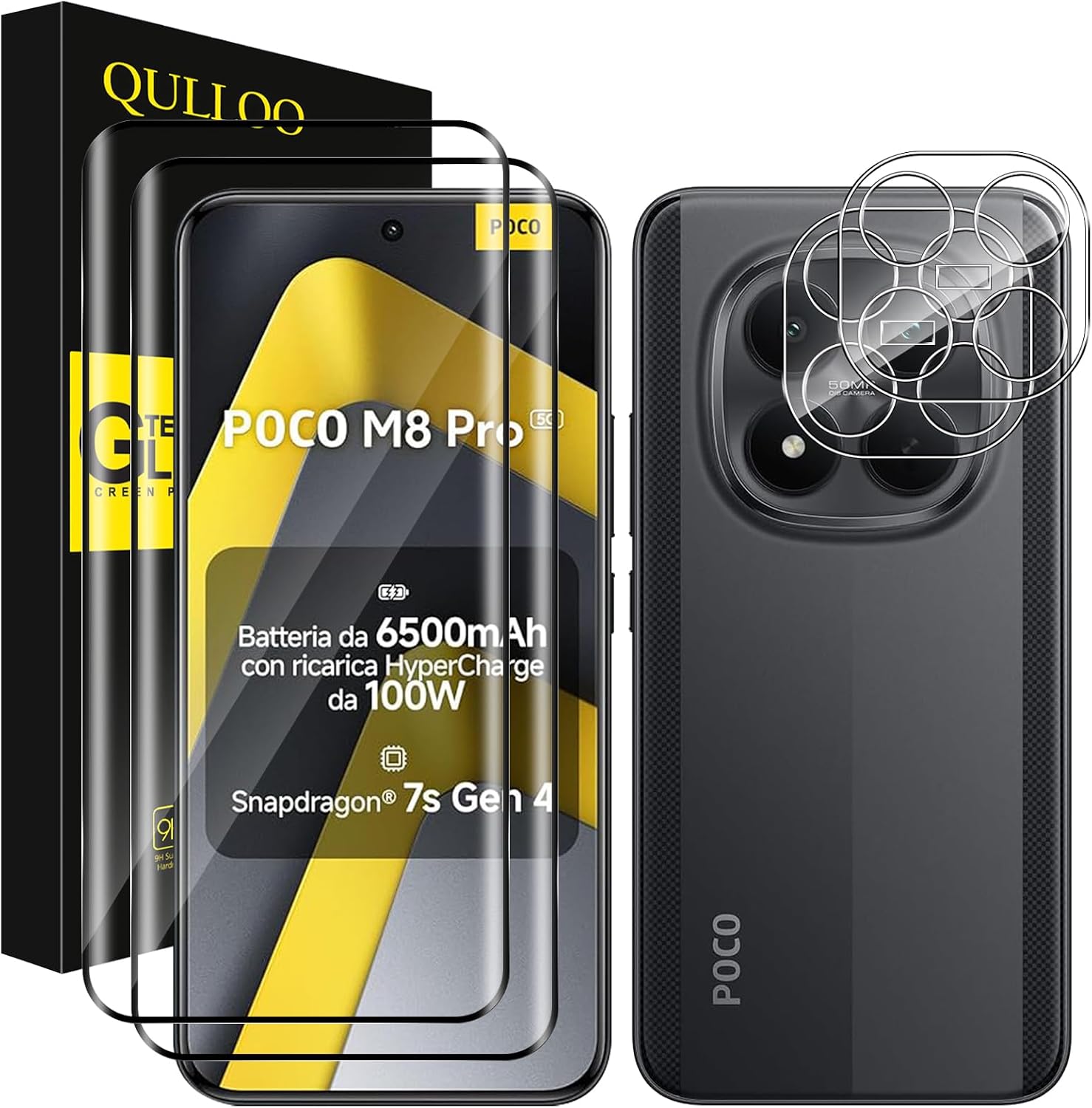 QULLOO protetor de vidro temperado para POCO M8 Pro 5G — transparente