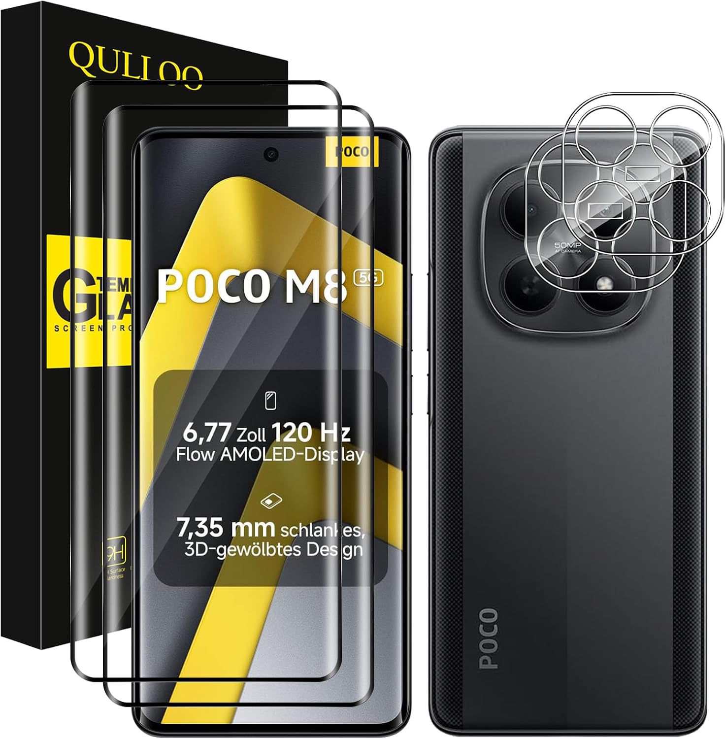 QULLOO protetor de vidro temperado para POCO M8 5G — transparente